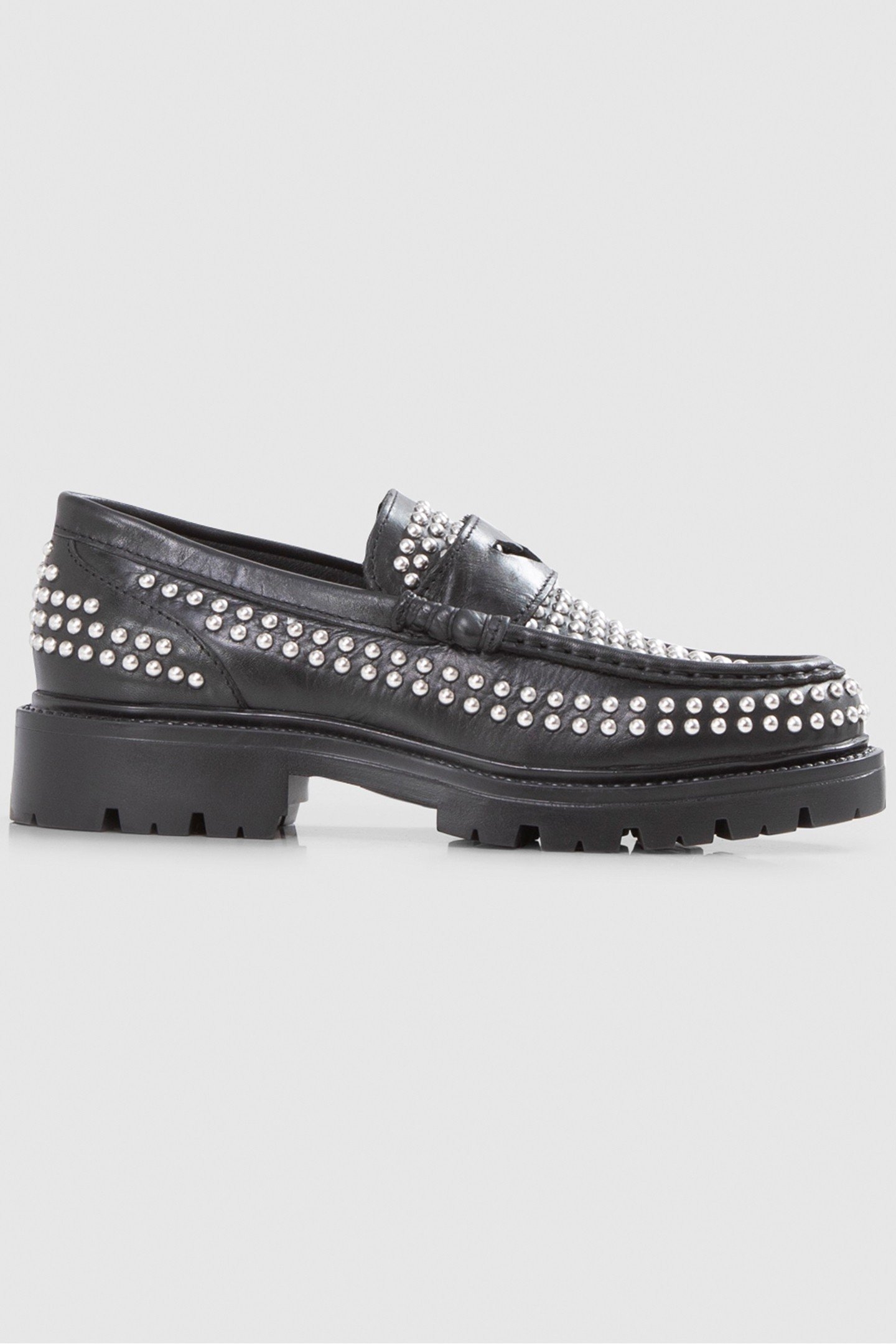 BLACK LEATHER LOAFERS WITH STUD DECORATION 1