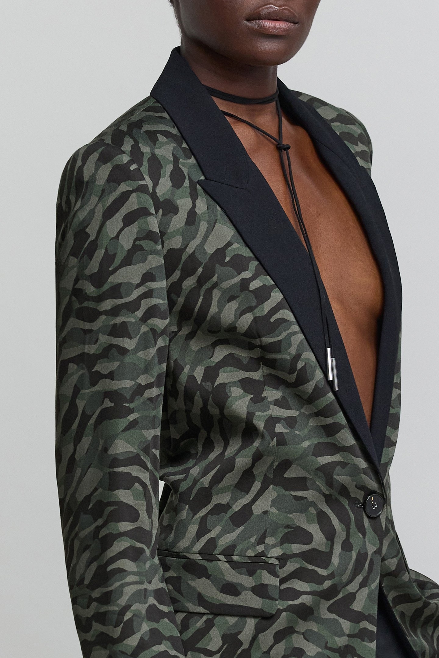 FLOWING KHAKI CAMOUFLAGE PRINT SUIT JACKET 5