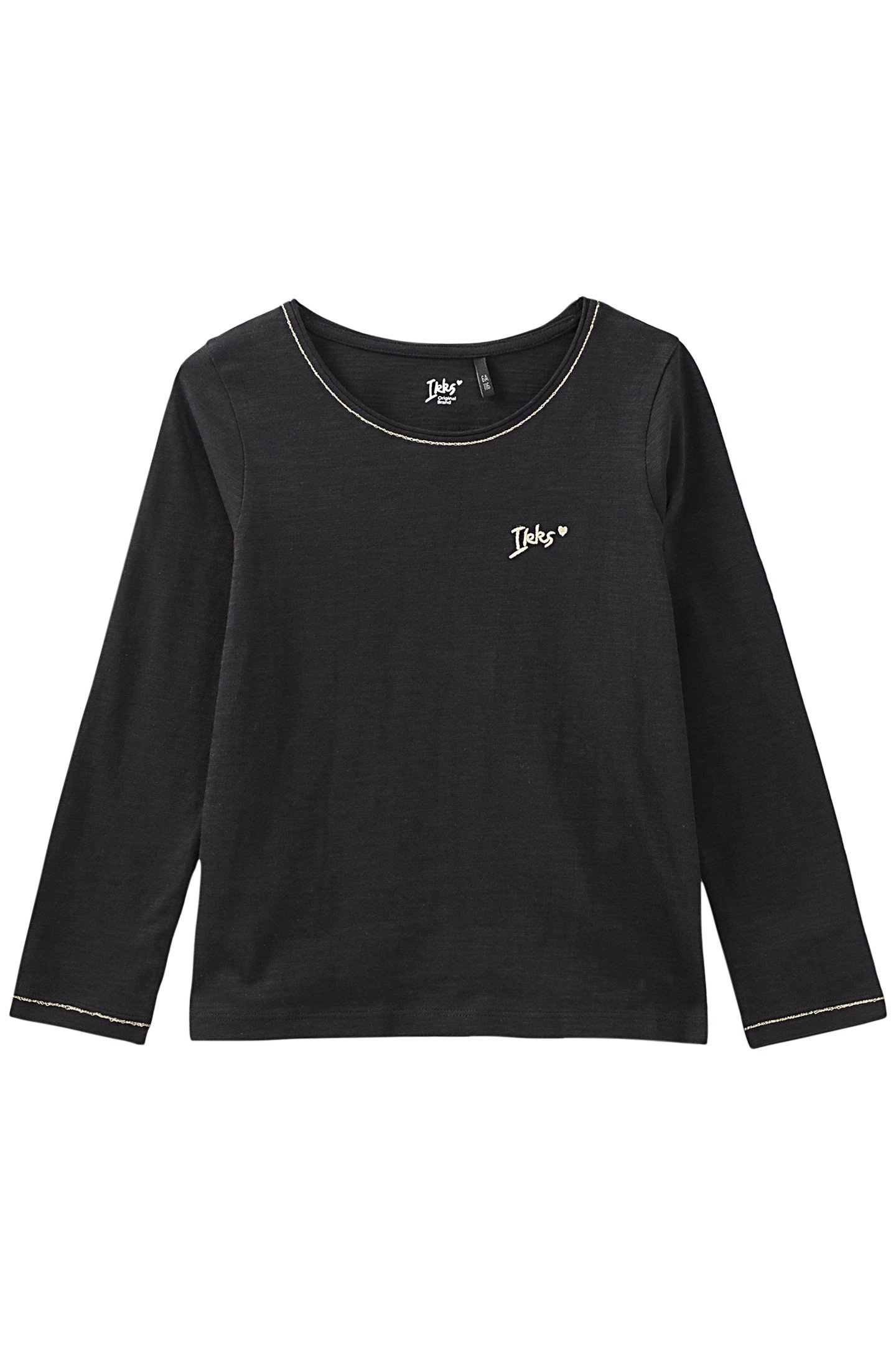 GIRLS’ BLACK ESSENTIALS EMBROIDERED IKKS T.SHIRT 1