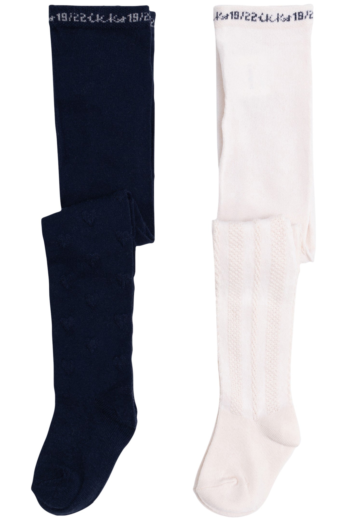 BABY GIRL NAVY AND ECRU KNITTED TIGHTS 1