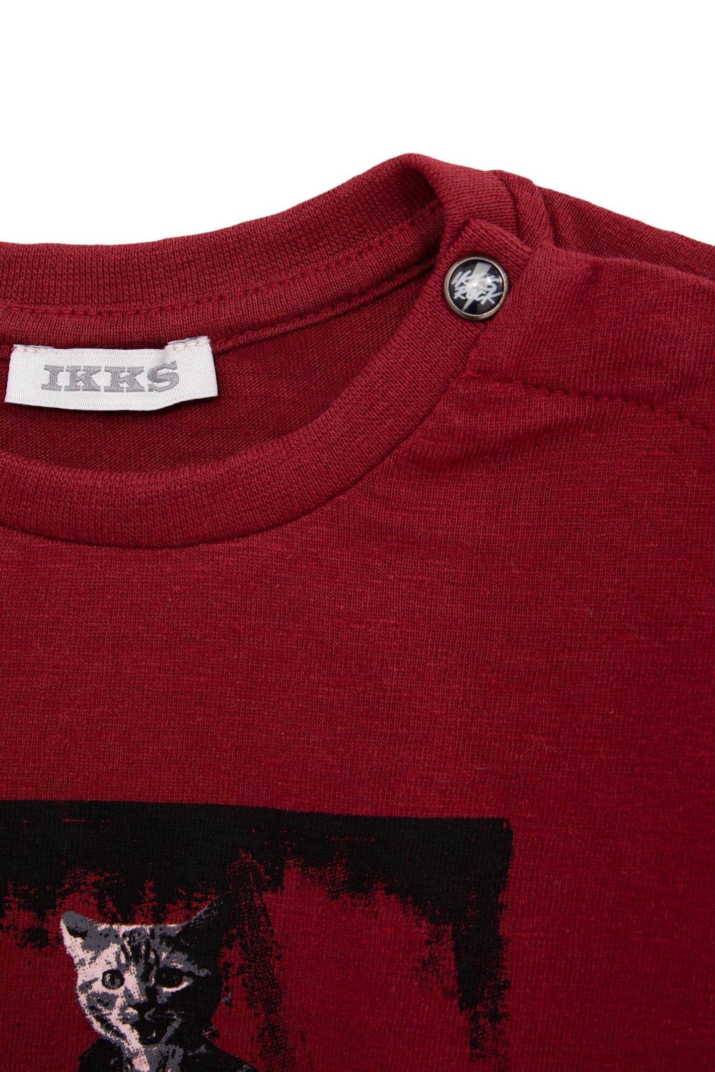 BABY BOY BURGUNDY VISUAL T-SHIRT CAT ROCKER 3