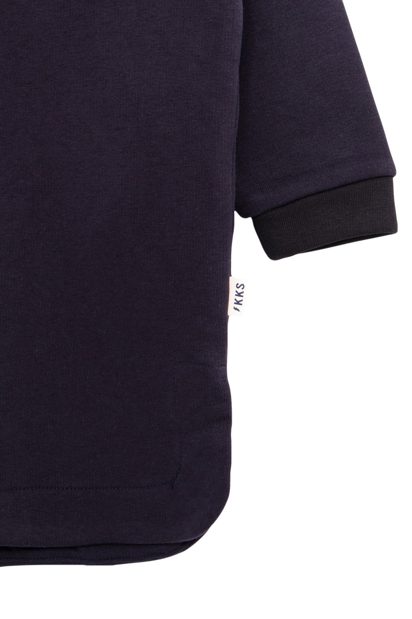 GIRL'S NAVY ORGANIC COTTON BLACK CUT-OUT SWEATSHIRT DRESS 4