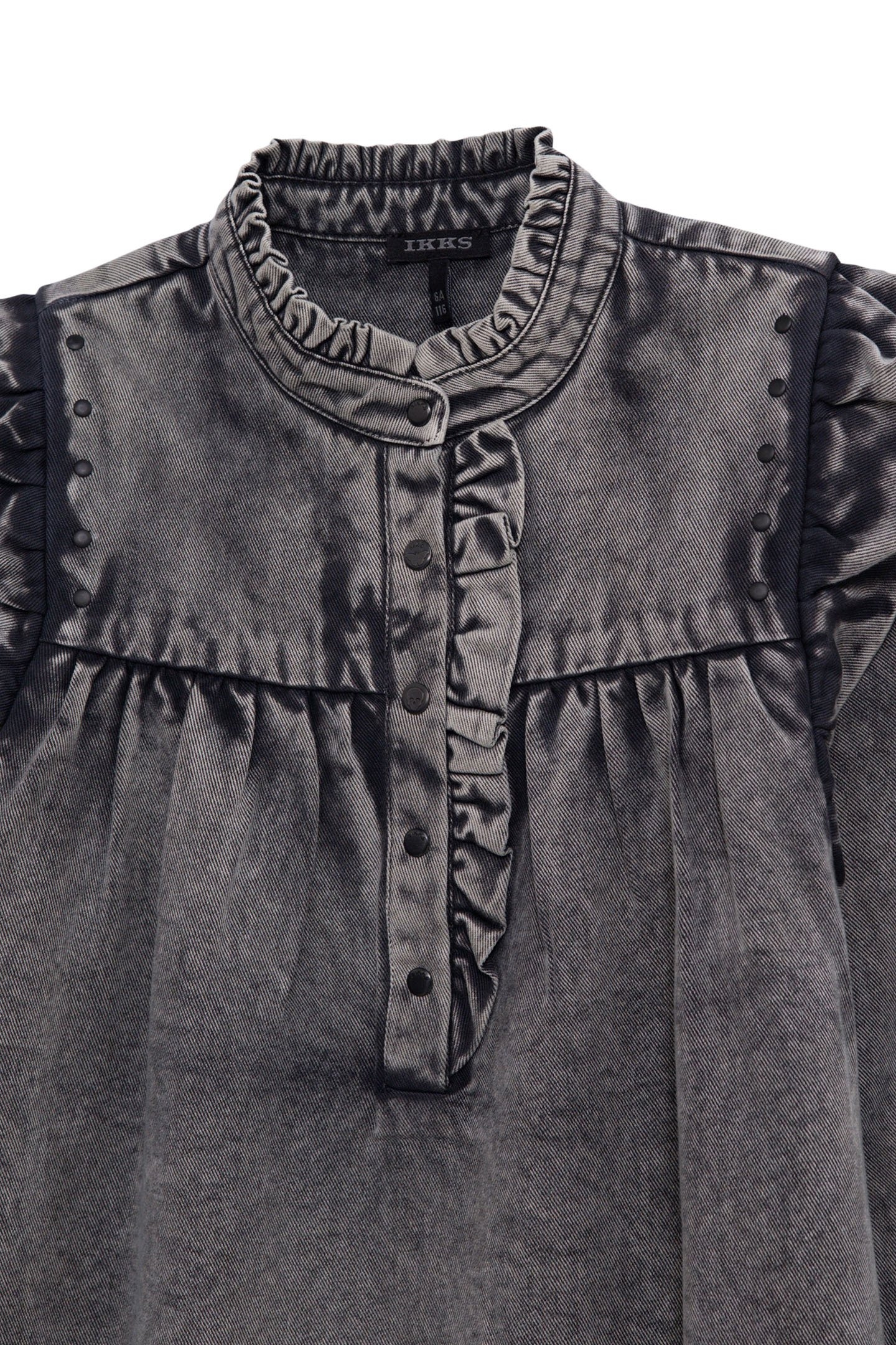 FADED BLACK GIRL'S DRESS WITH RUFFLES AND STUDS 3