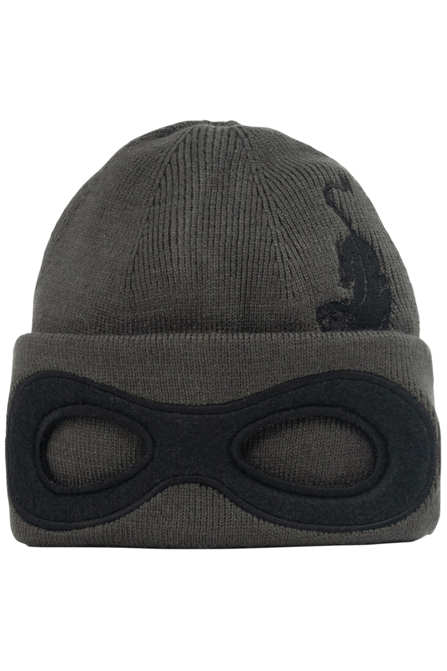 BOY'S RECYCLED KNITTED KHAKI HAT WITH MASK CUT-OUT 1