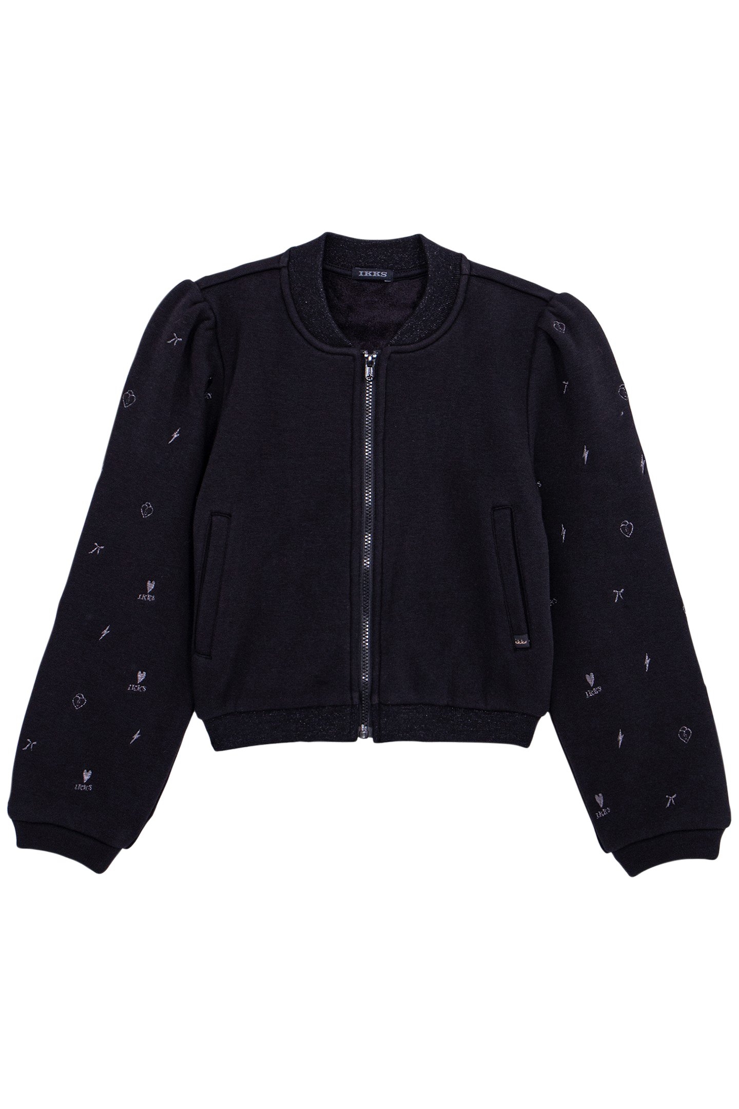 GIRL'S BLACK FLEECE BOMBER CARDIGAN 1
