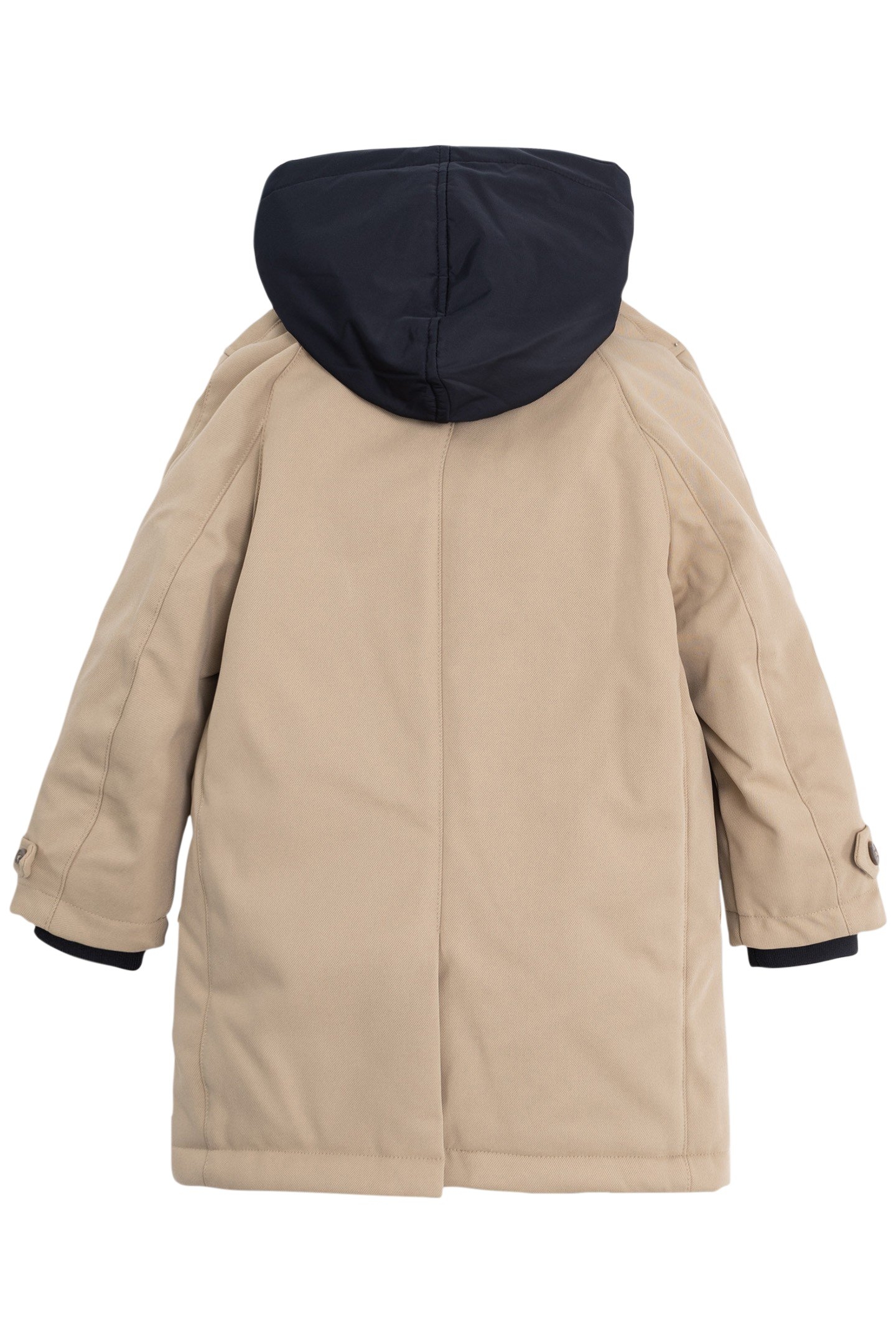 BEIGE TRENCH COAT WITH BOY'S HOODED TRIM 2