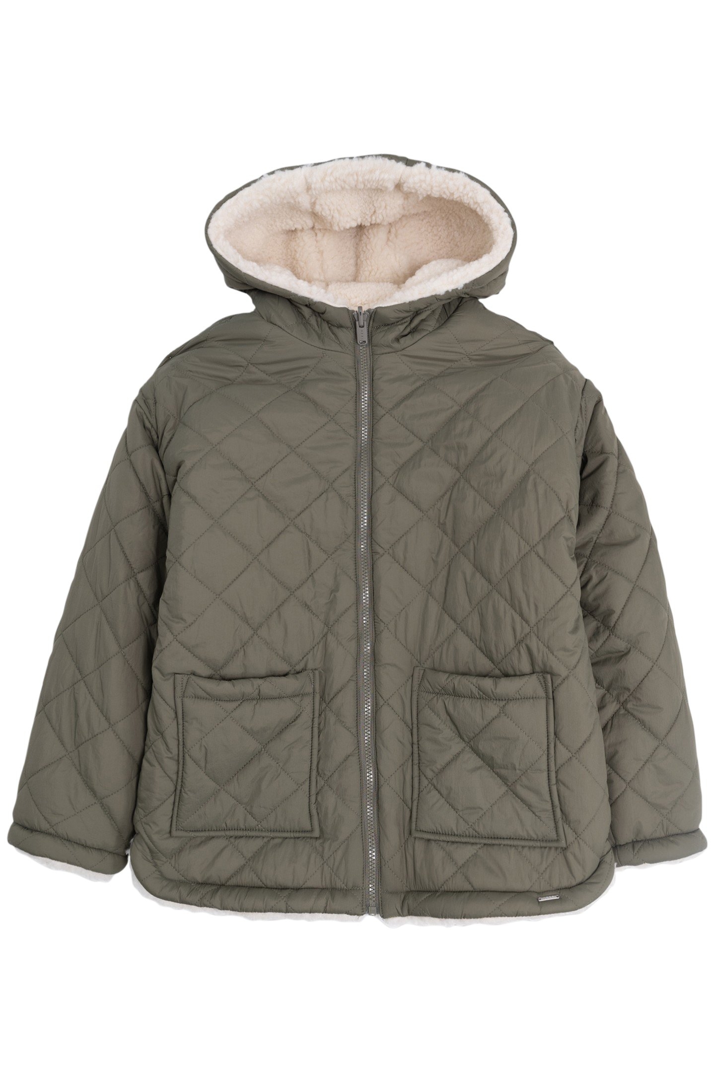 GIRL'S 4-IN-1 KHAKI PARKA, REVERSIBLE PADDED JACKET, GILET 3
