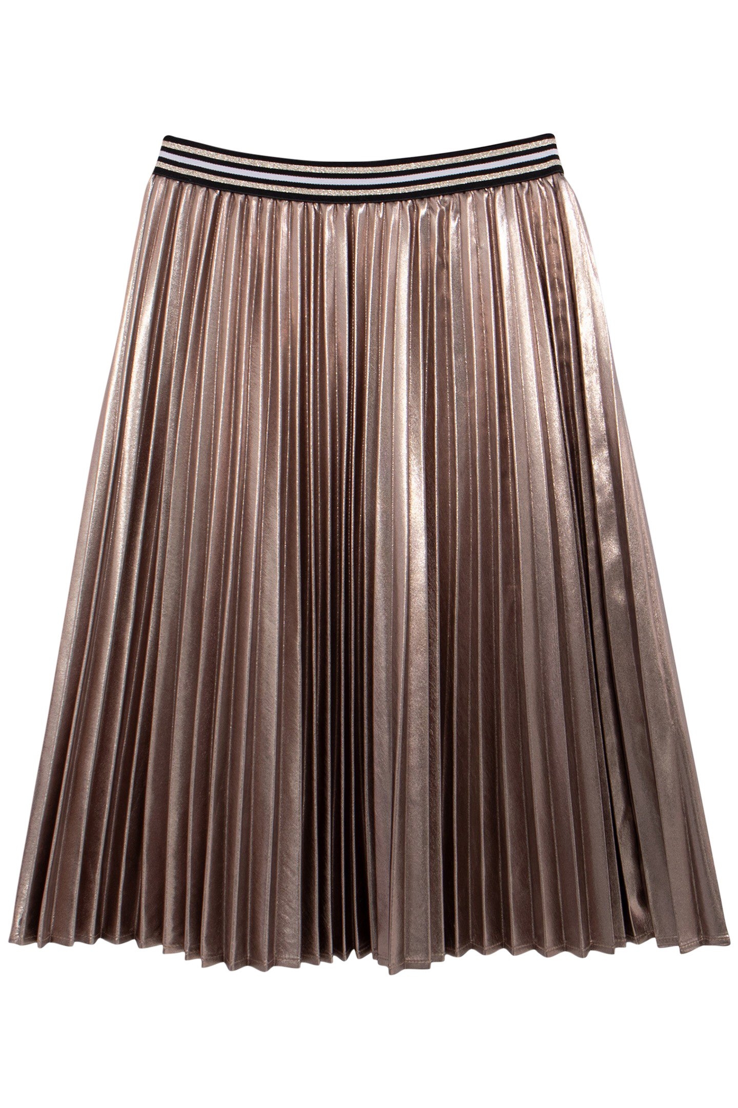 GIRL'S ASYMMETRICAL PLEATED GOLD MIDI SKIRT 2
