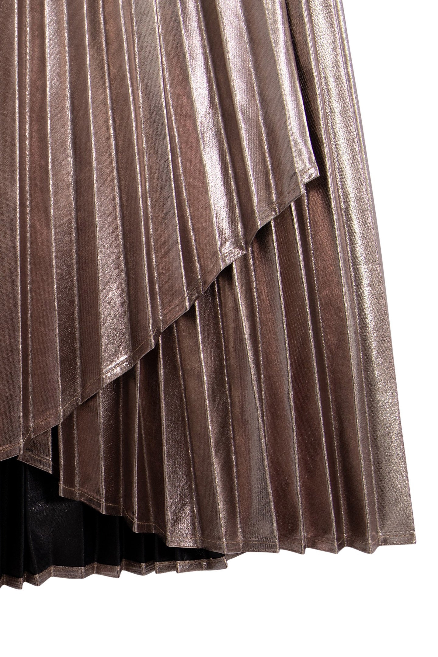 GIRL'S ASYMMETRICAL PLEATED GOLD MIDI SKIRT 4