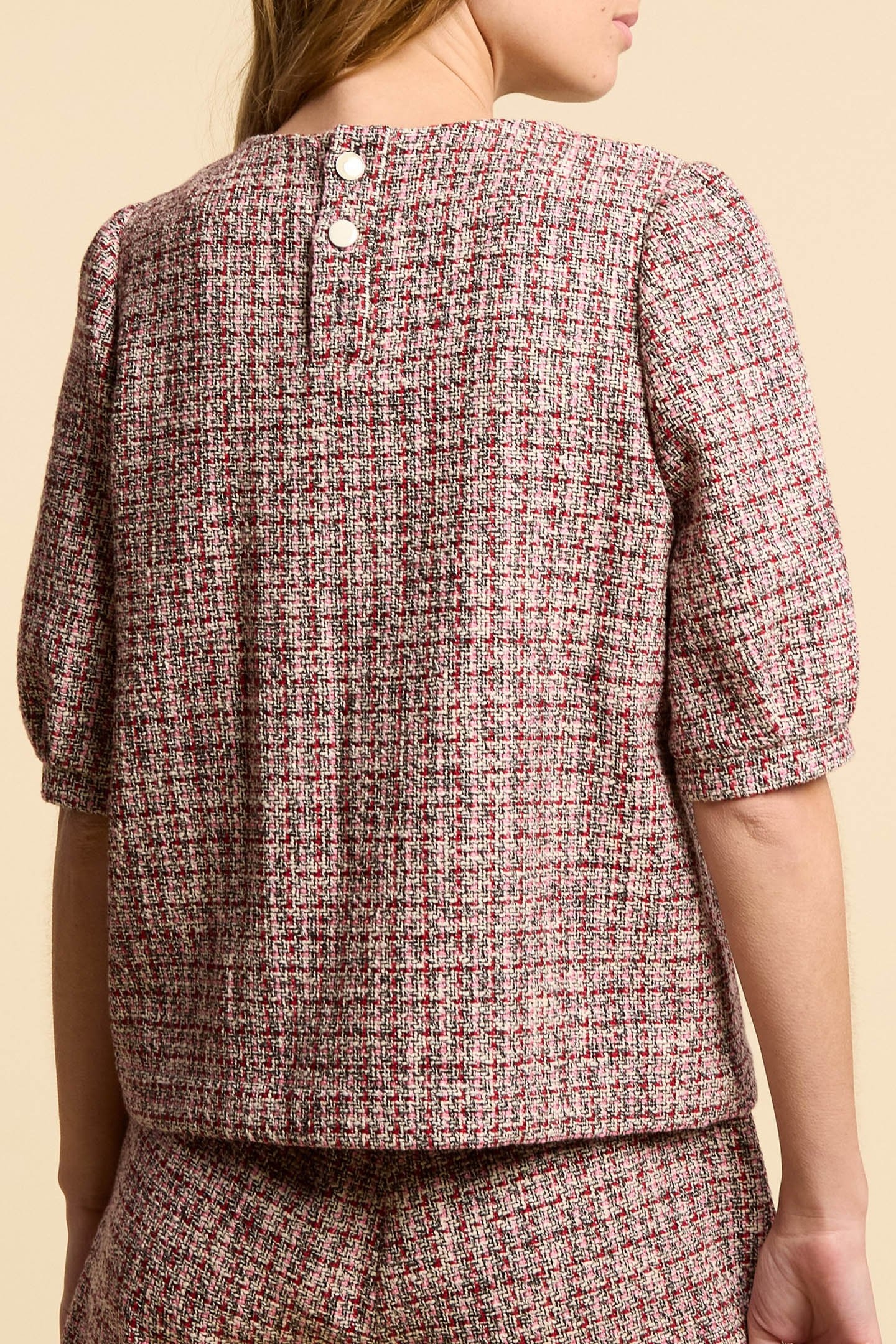 RED DECORATIVE TWEED-STYLE TOP 2