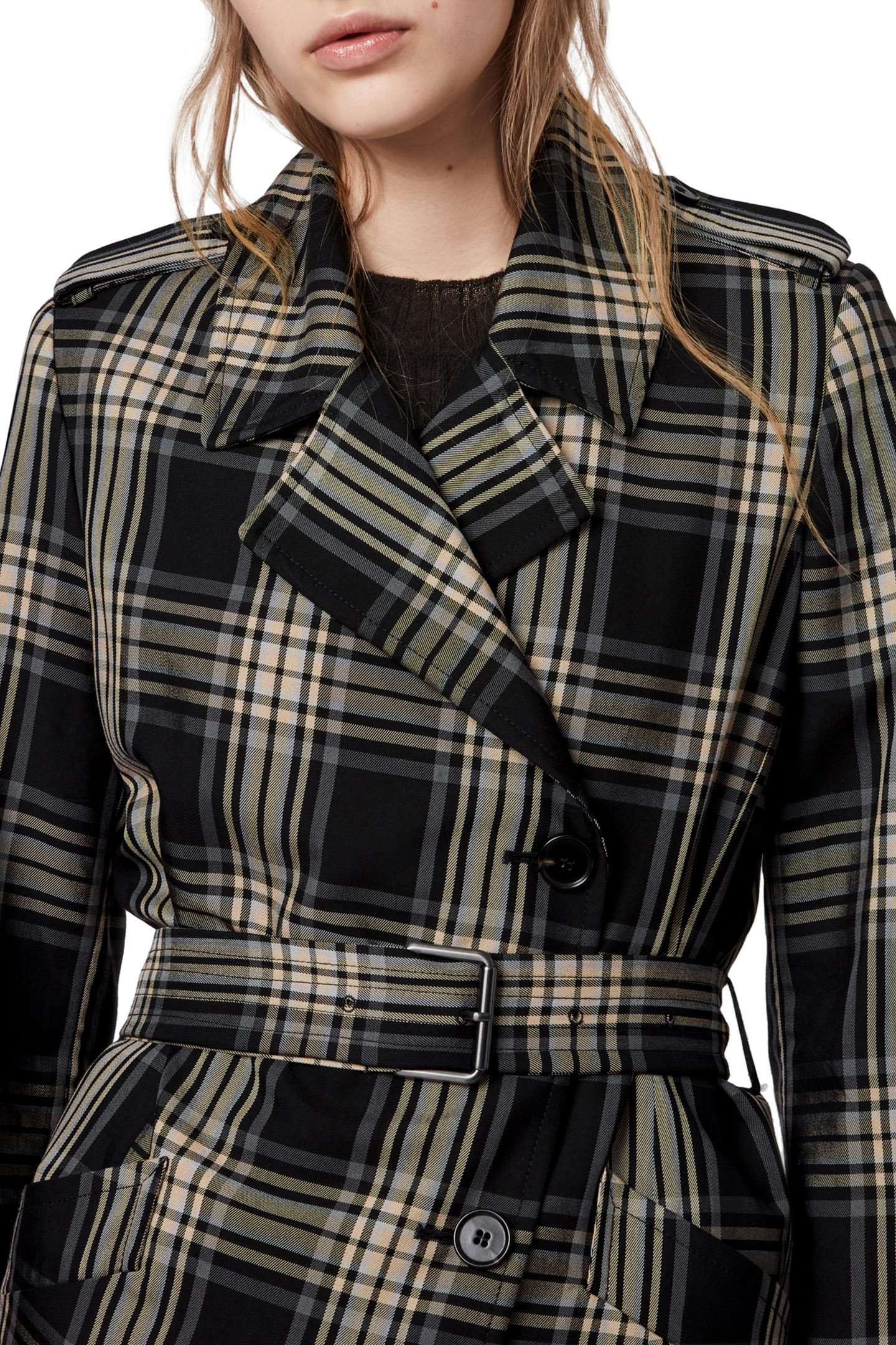 CHIARA CHECK TRENCH BLACK/CHALK WHITE 5