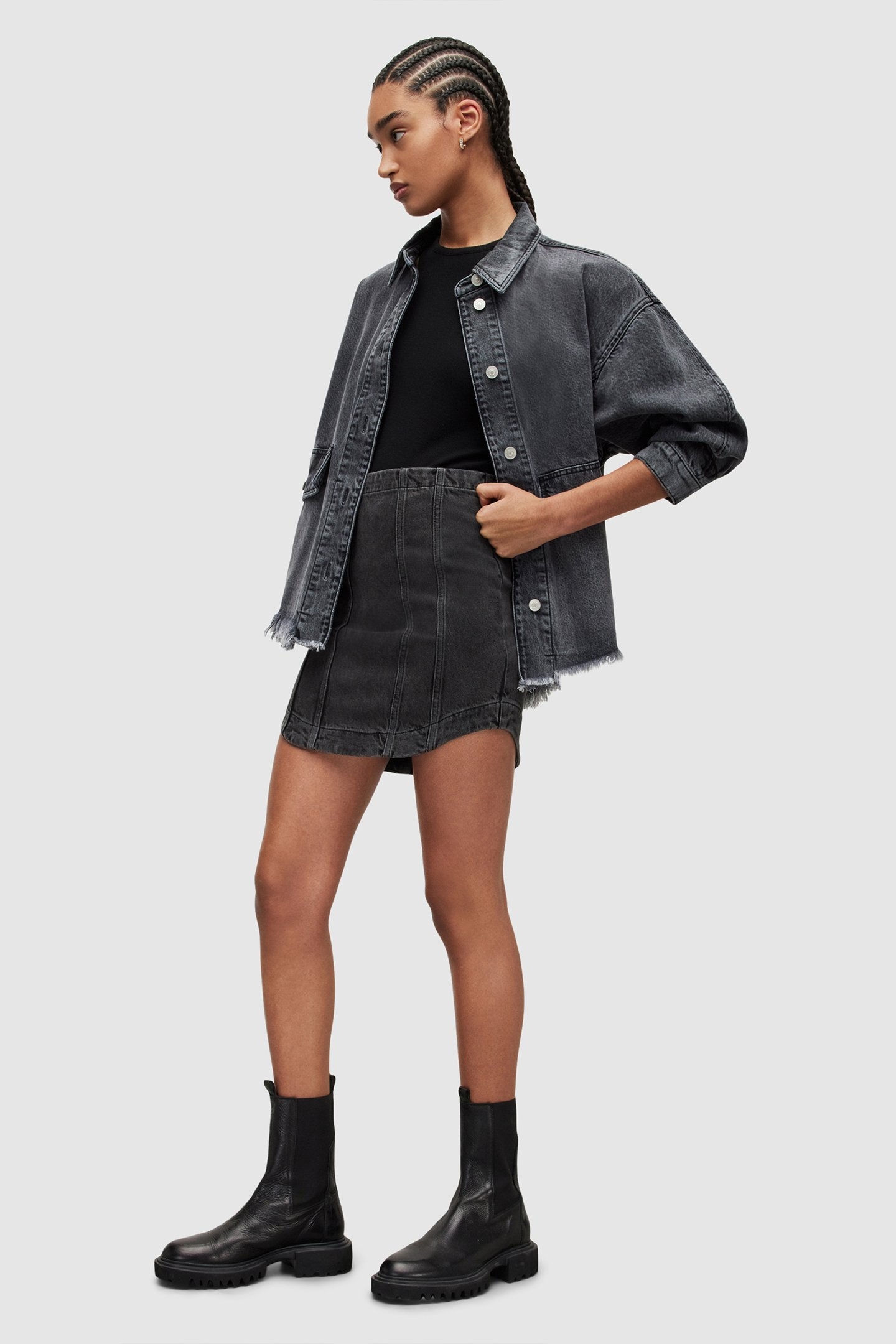 CHARLI MINI SKIRT WASHED BLACK 5