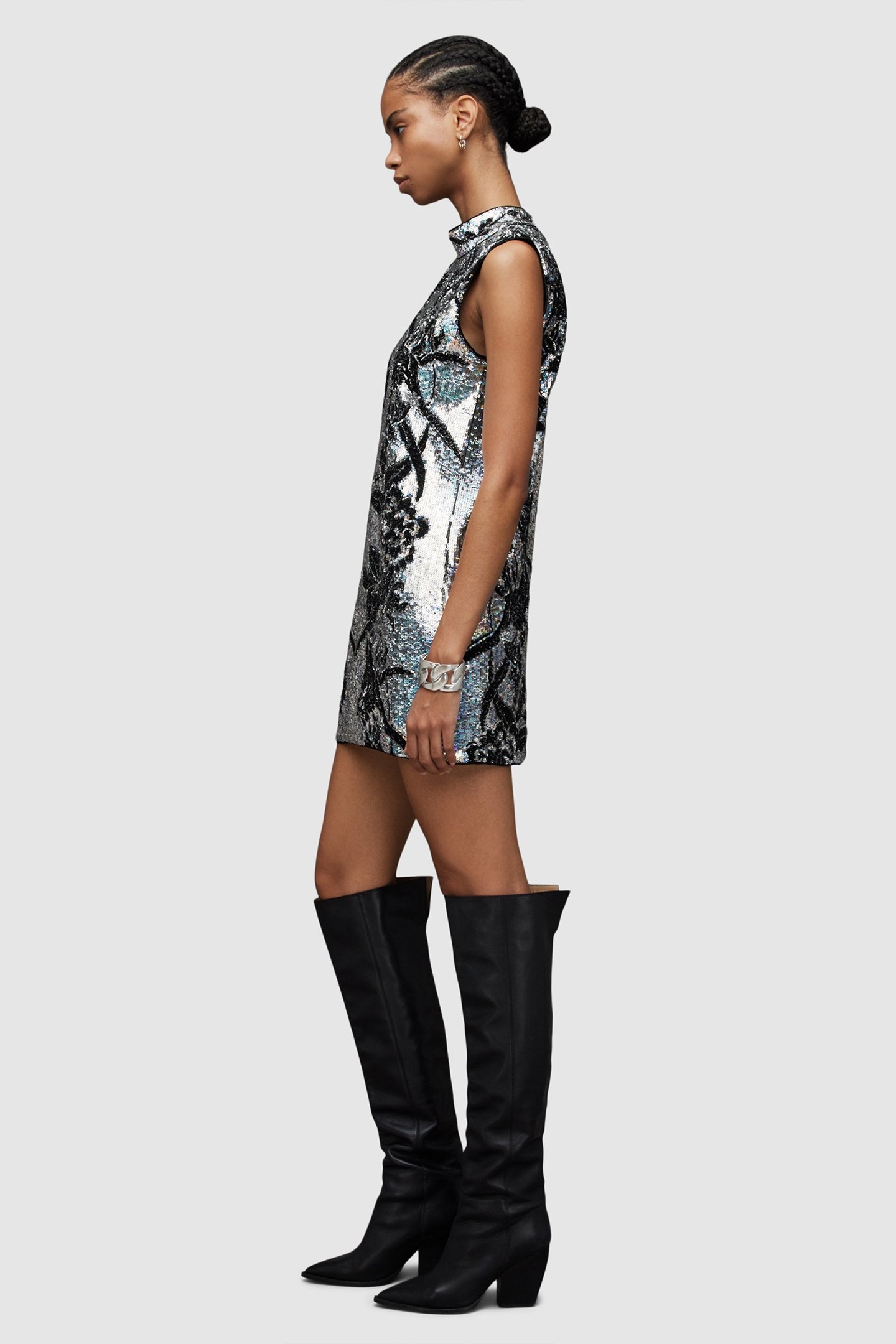 HARPER EMB MINI DRES SILVER 5