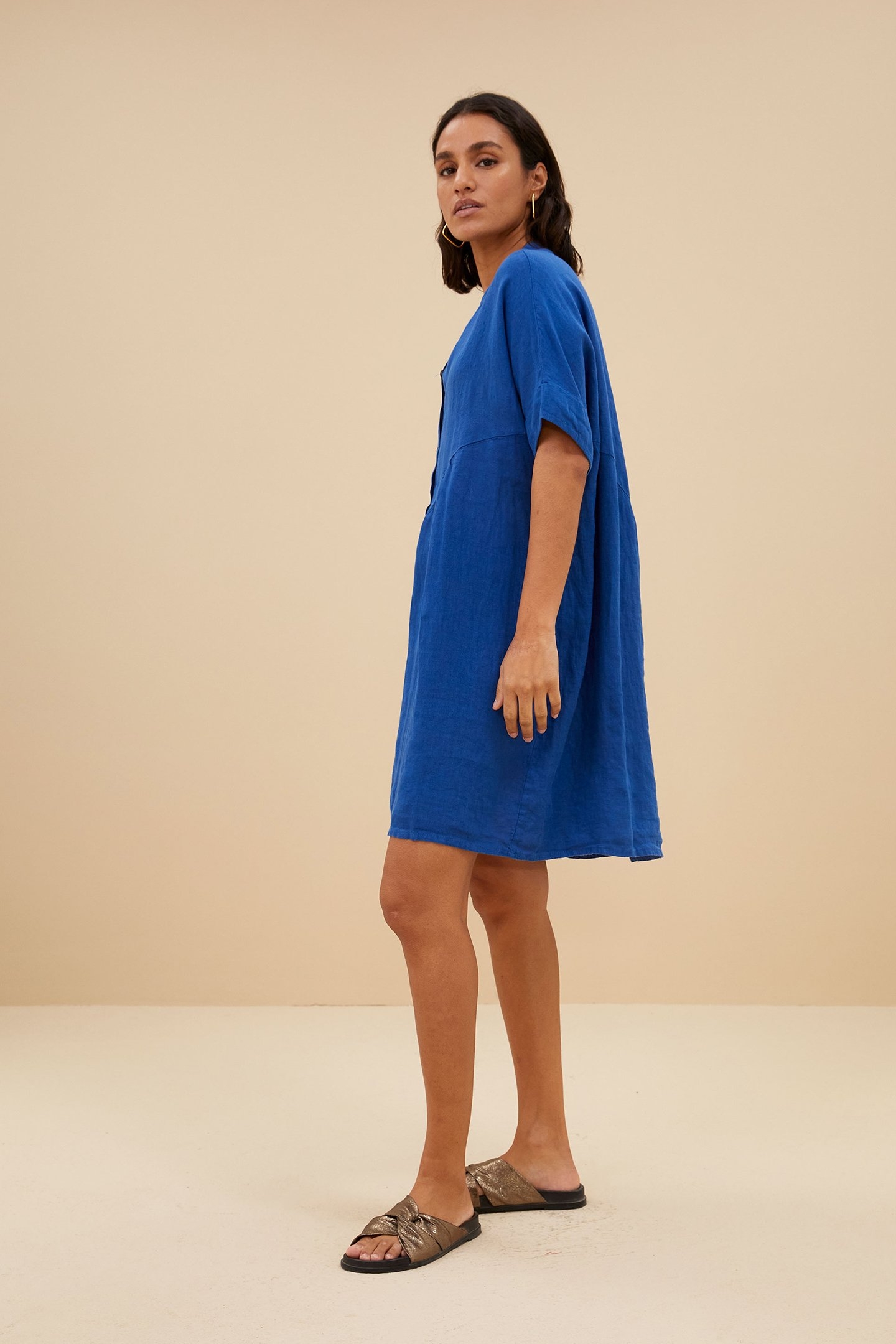 TAIS LINEN DRESS KINGSBLUE 5