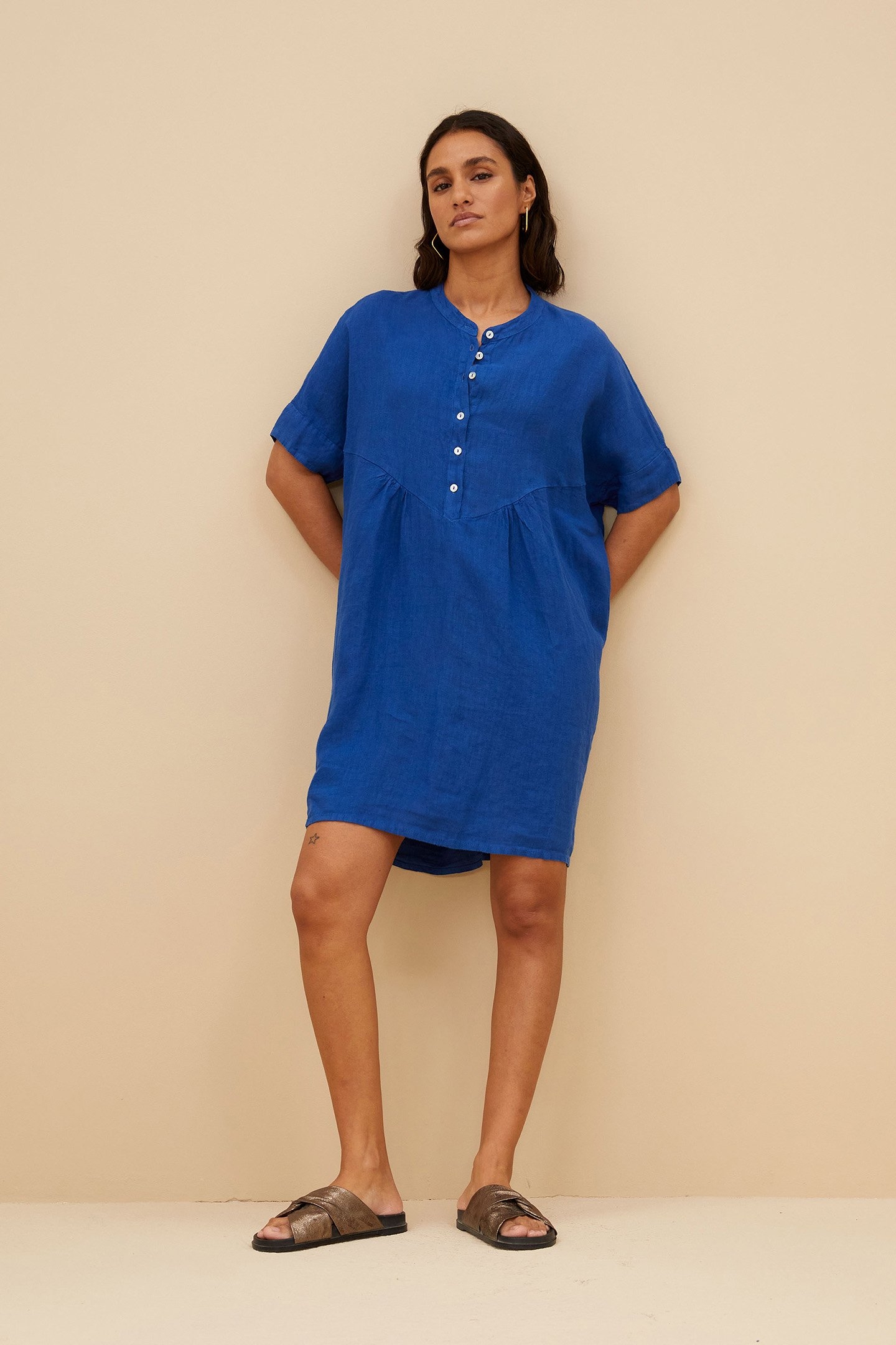 TAIS LINEN DRESS KINGSBLUE 6
