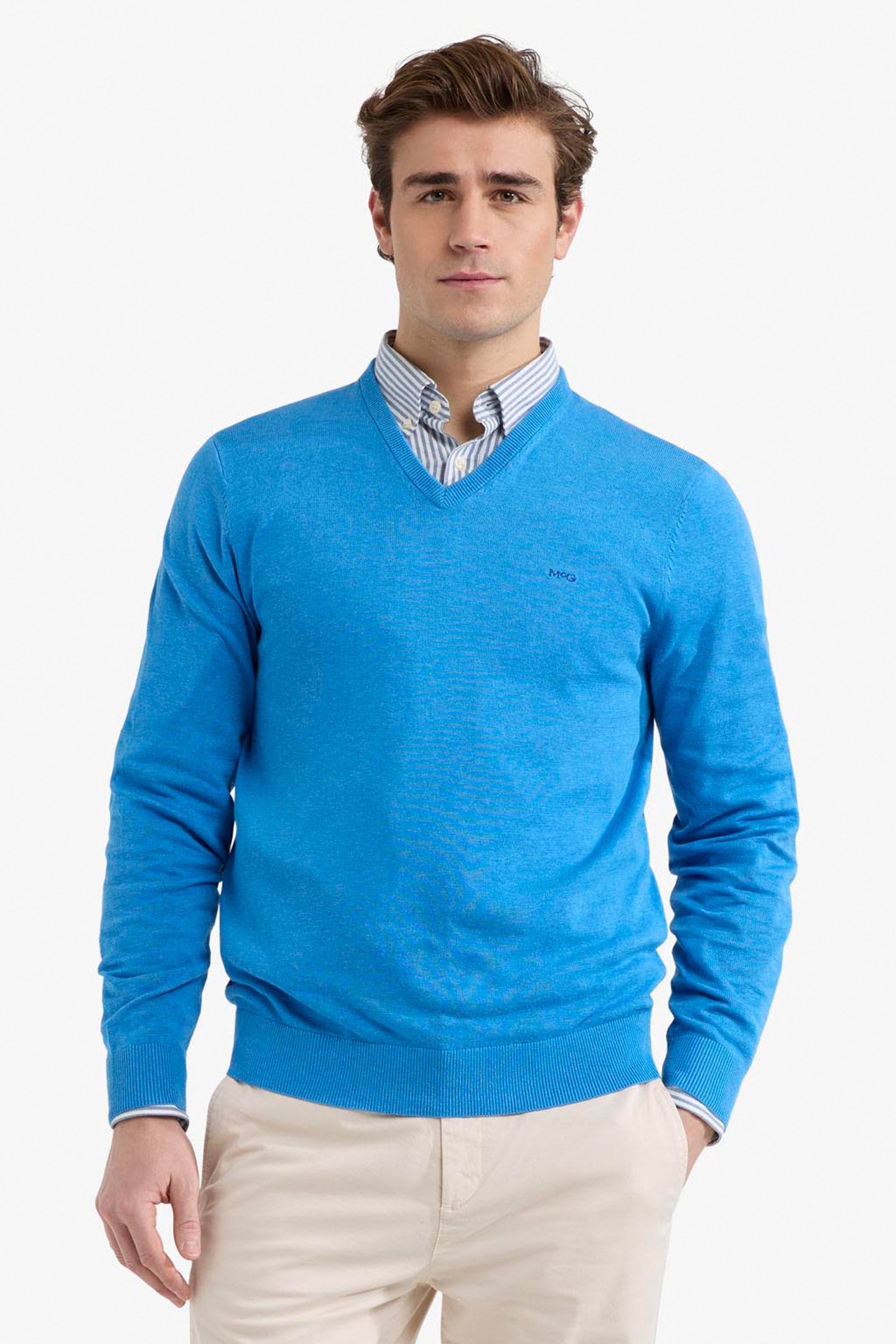 V-NECK SWEATER SEA BLUE 1
