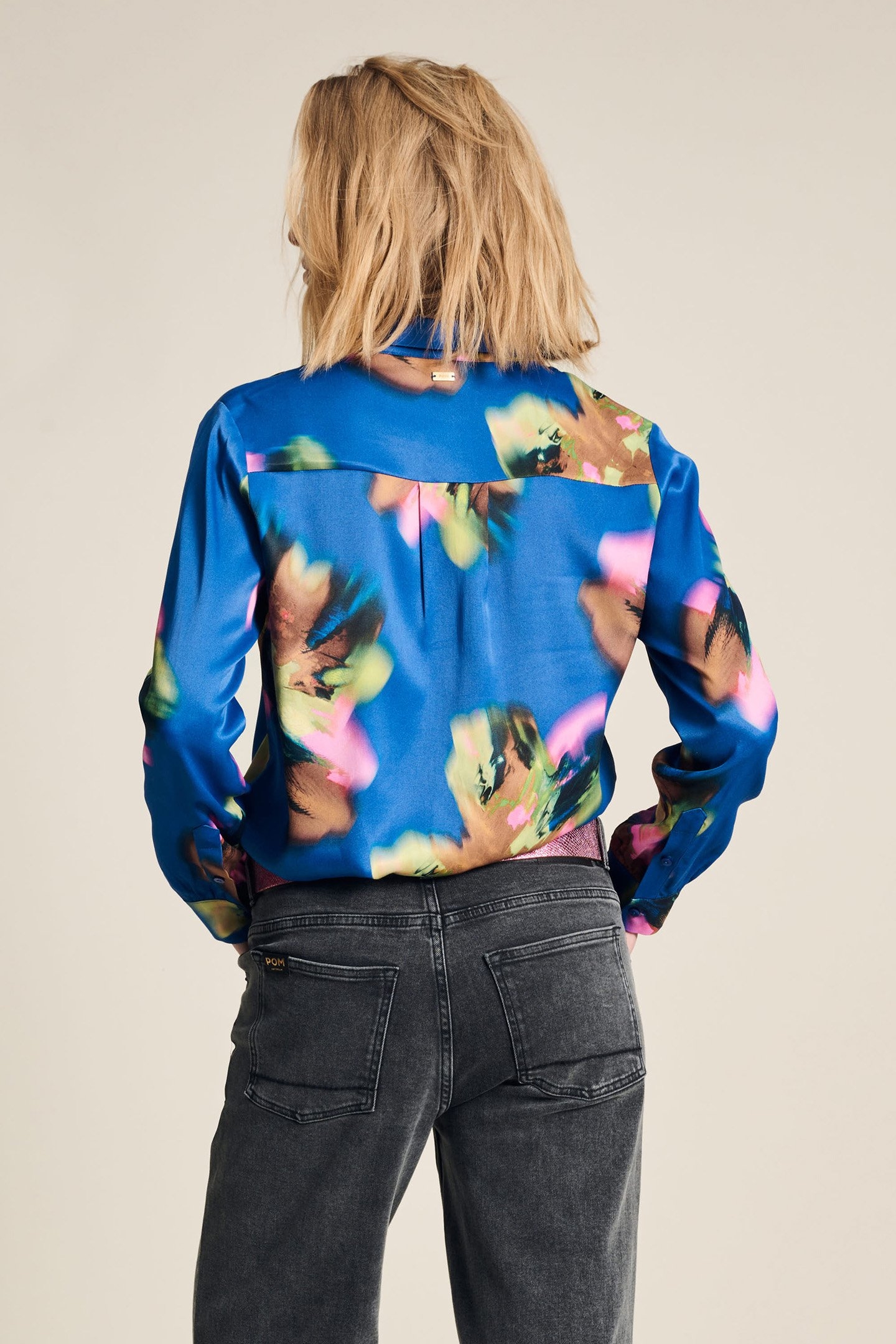 BLOUSE - MILA SATIN BUTTERFLY BLUE 2