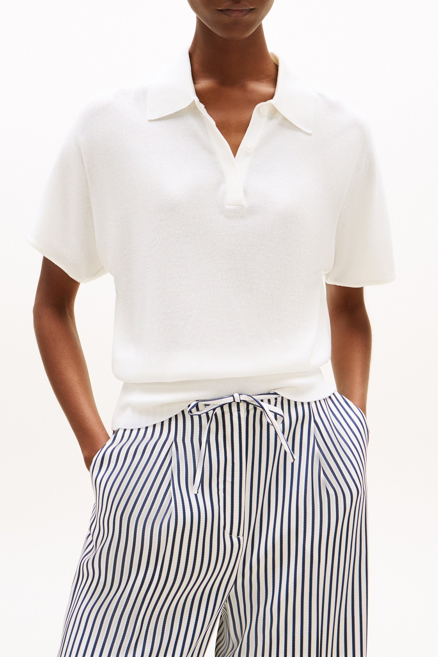 LYOCELL SILK S/S POLO IVORY SILK 1