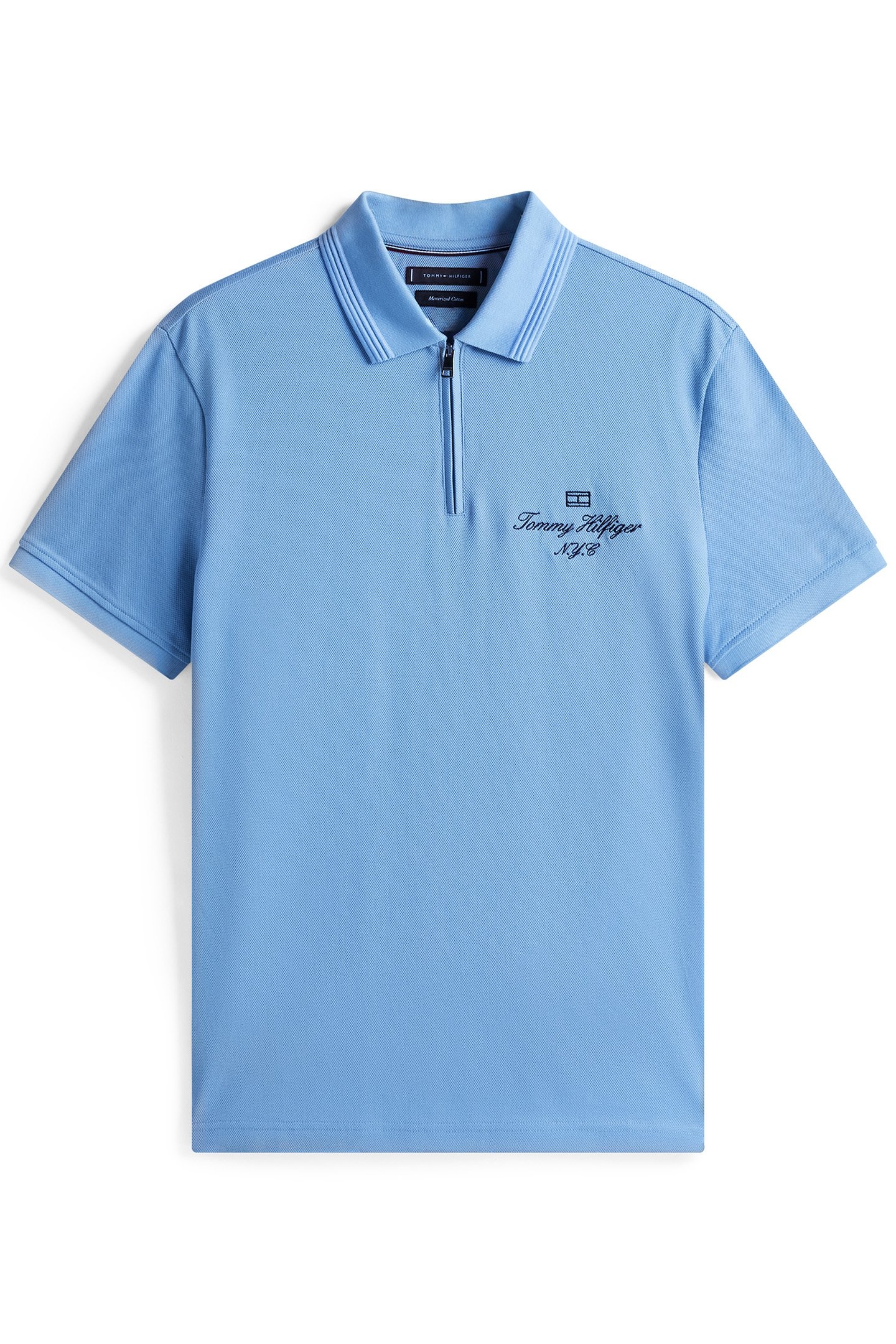 MERCERISED PIQUE ZIP CLOUDY BLUE 3