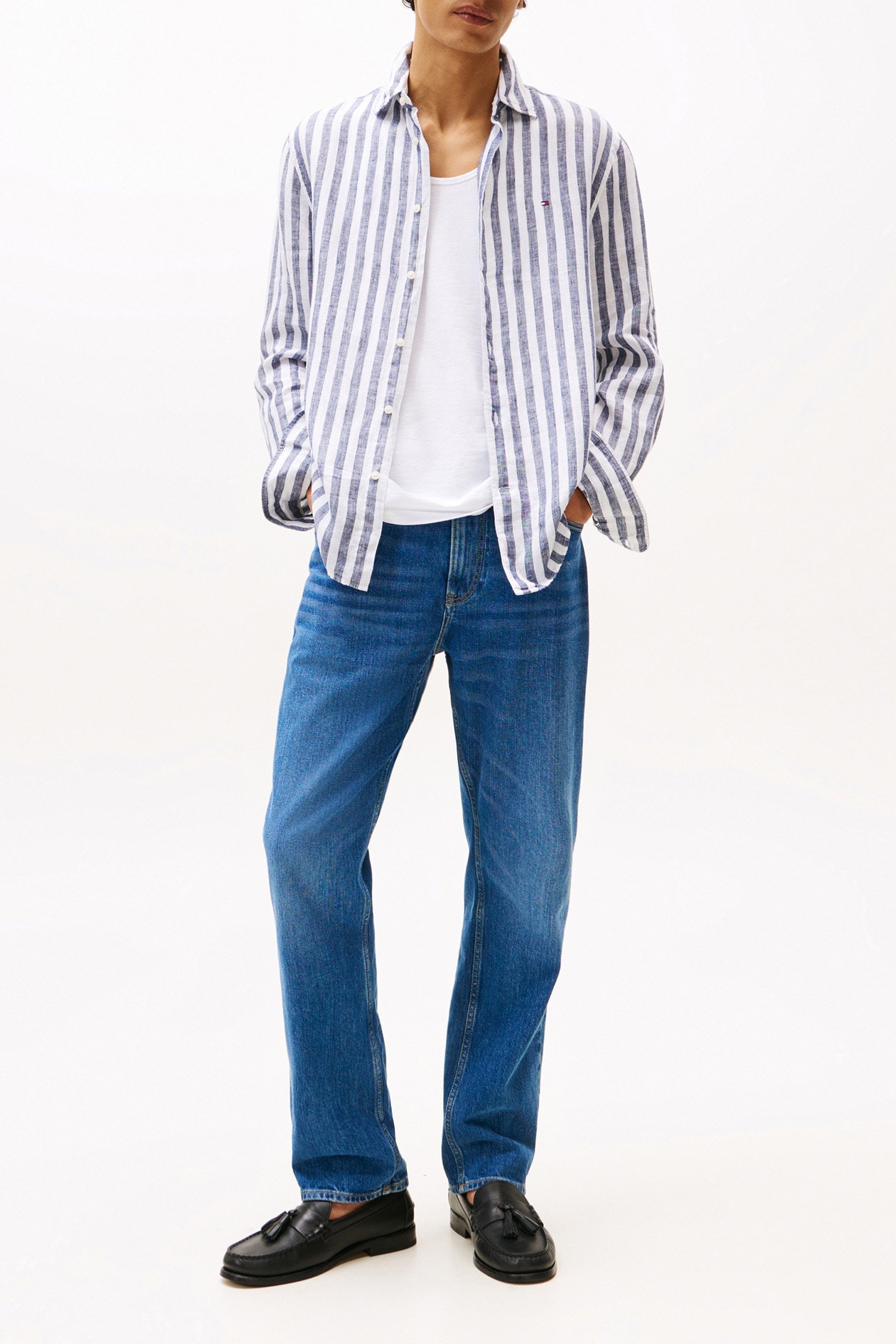 LINEN BENGAL STRIPE PREPPY REGULAR FIT SHIRT NAVY/STRIPE 2