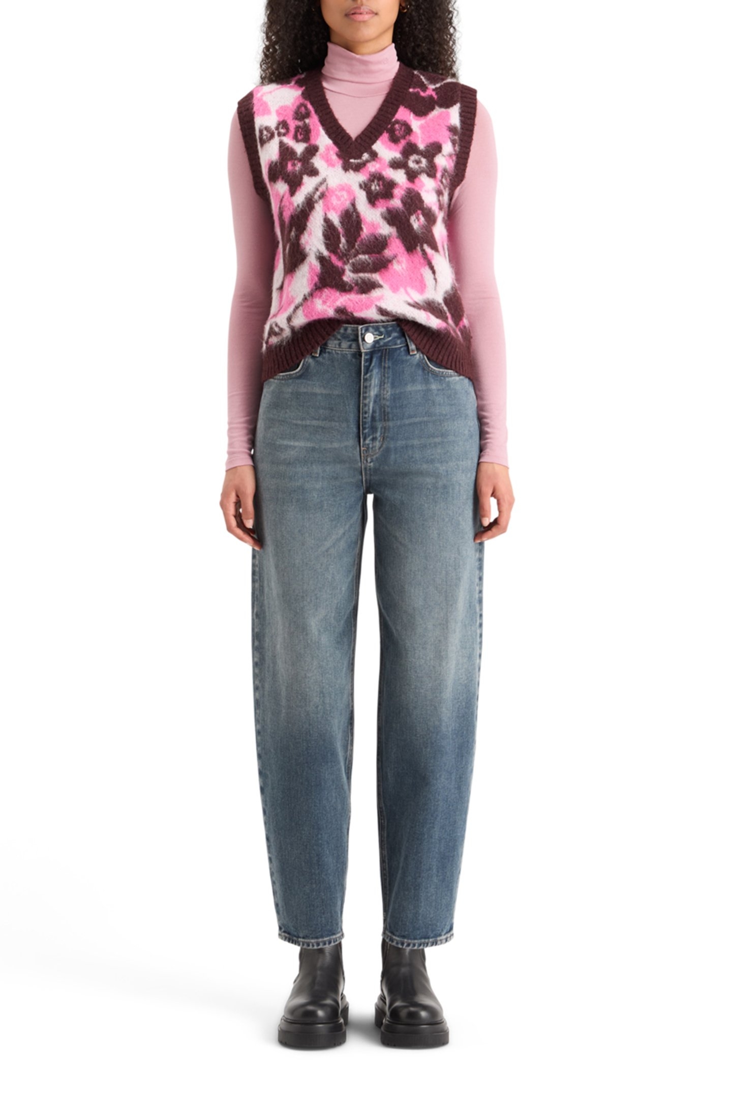 ROLL UP NECK LONG SLEEVE T-SHIRT CADILLAC PINK 6