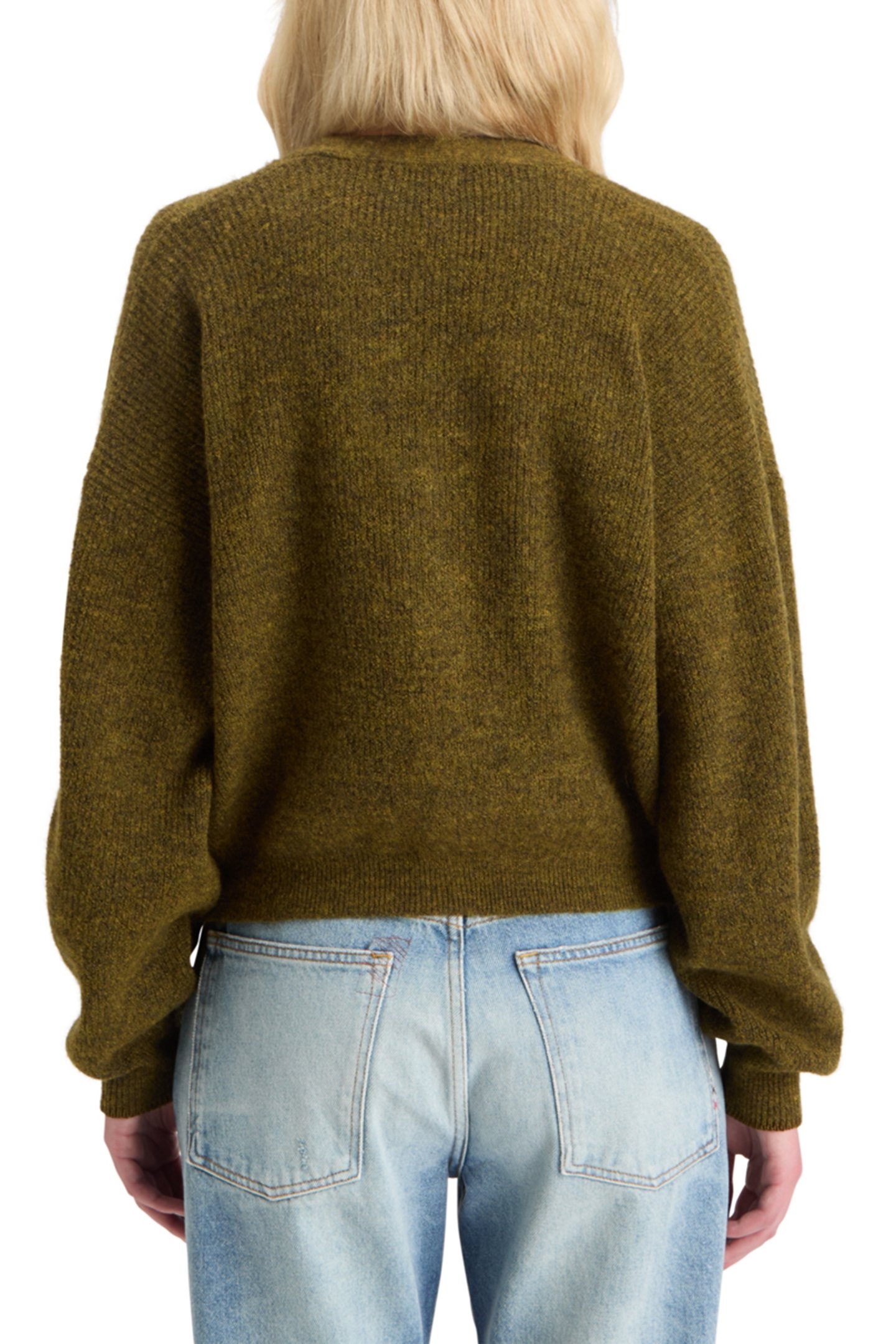 FUZZY RELAXED CARDIGAN OLIVE MELANGE 2