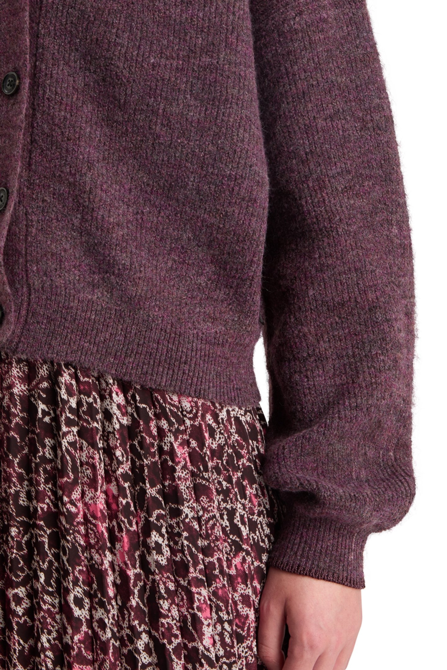 FUZZY RELAXED CARDIGAN BERRY MELANGE 7