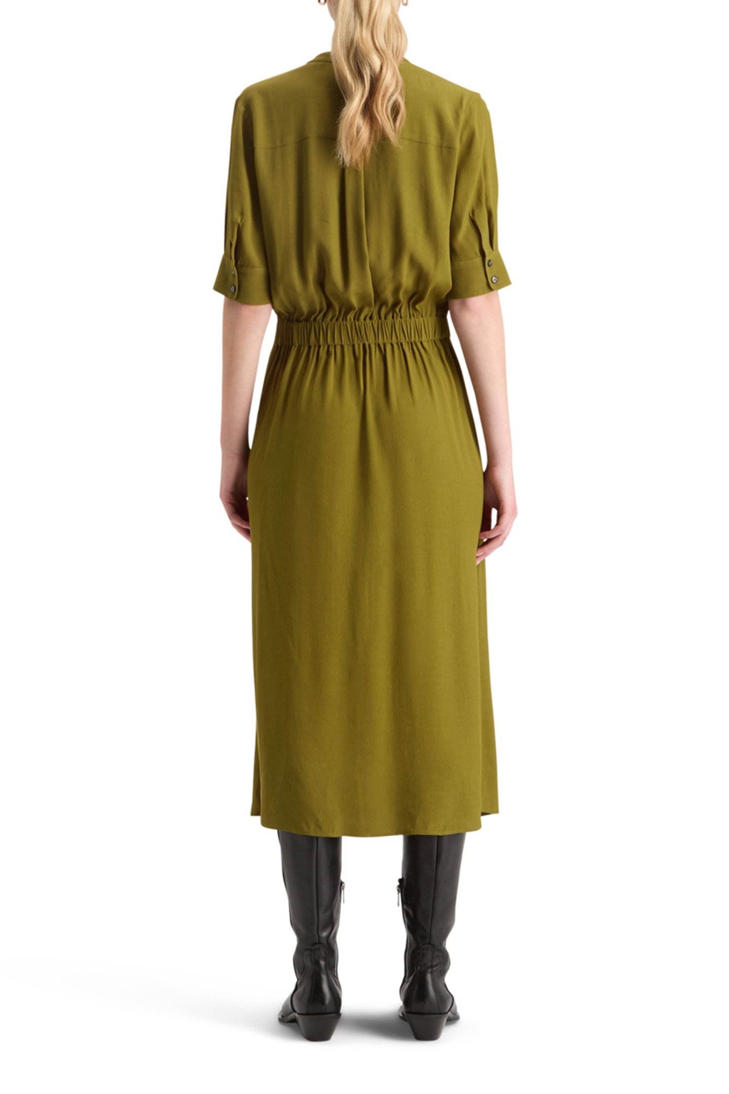 CREPE MIDI DRESS WITH CHEST POCKETS OLIVE 2
