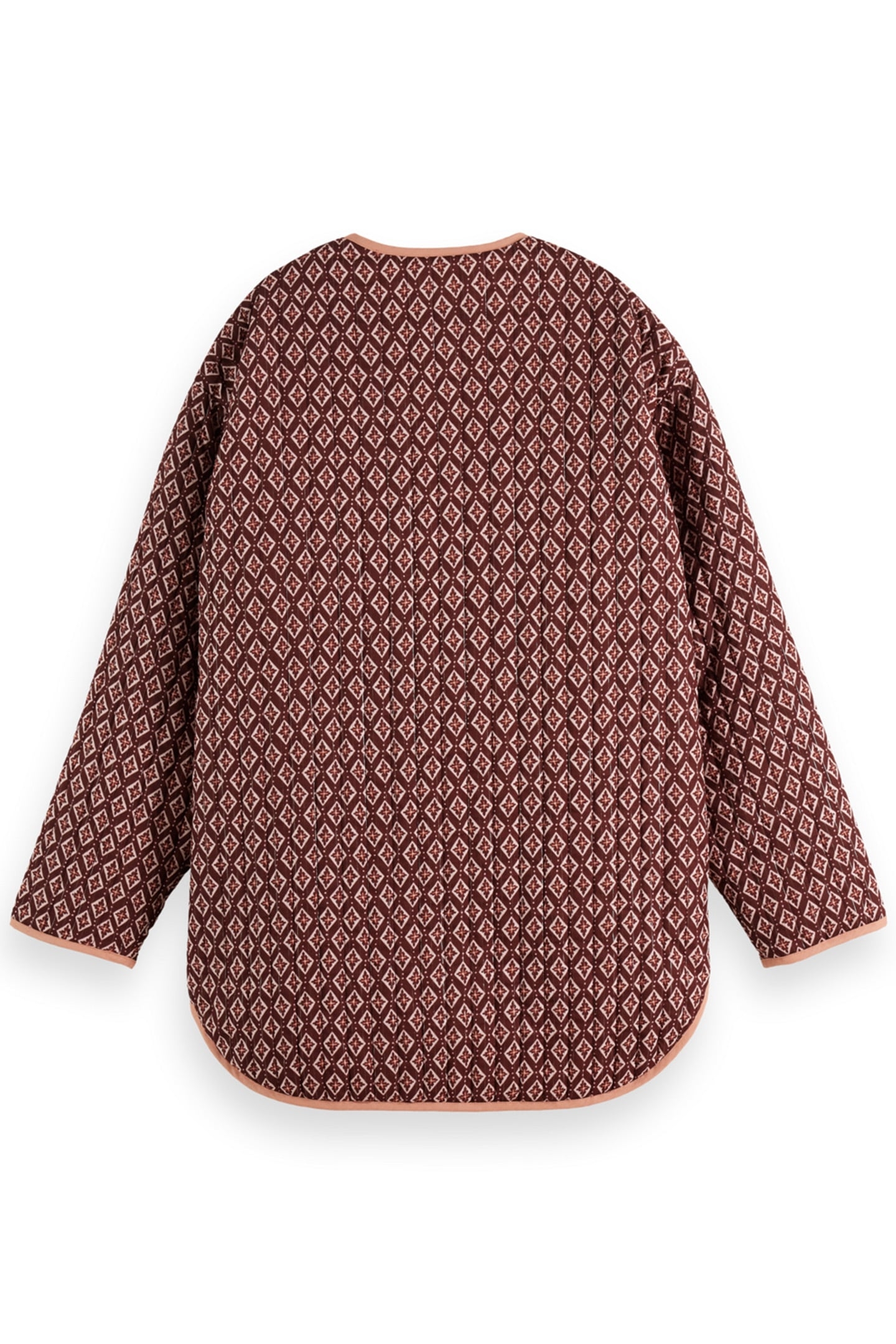 REVERSIBLE BLOCKPRINT LINER JACKET GEO FLOWER BORDEAUX 5