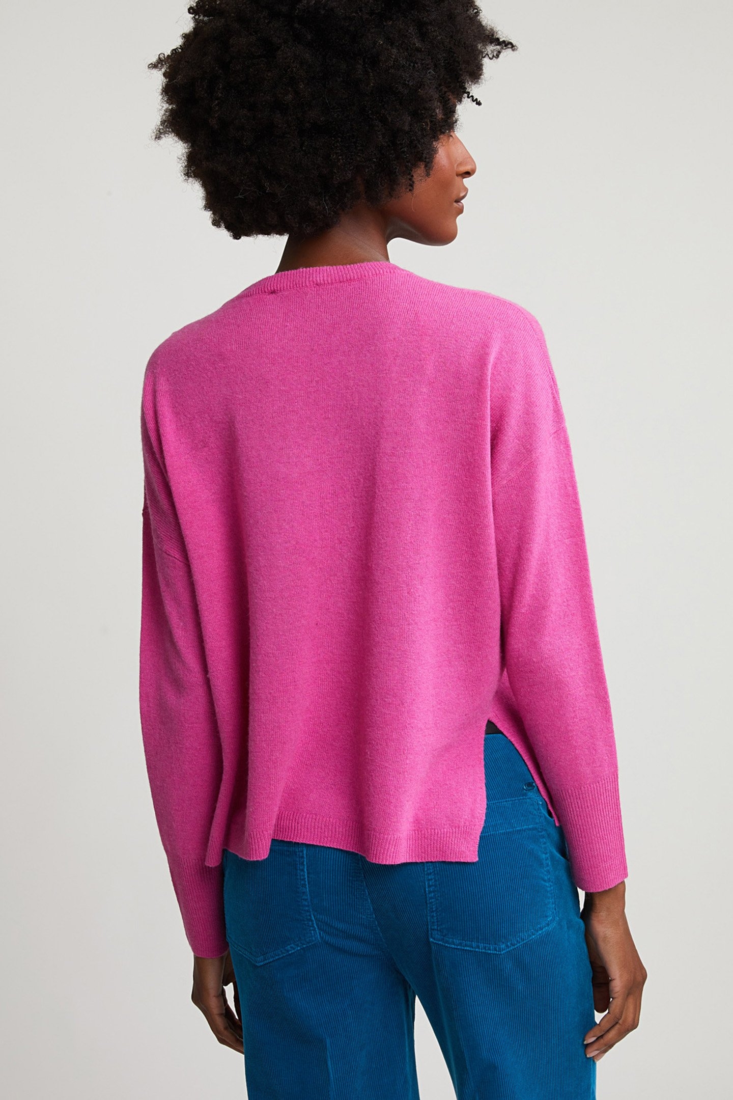 PINK BASIC V-NECK SWEATER LONG SLEEVES 2
