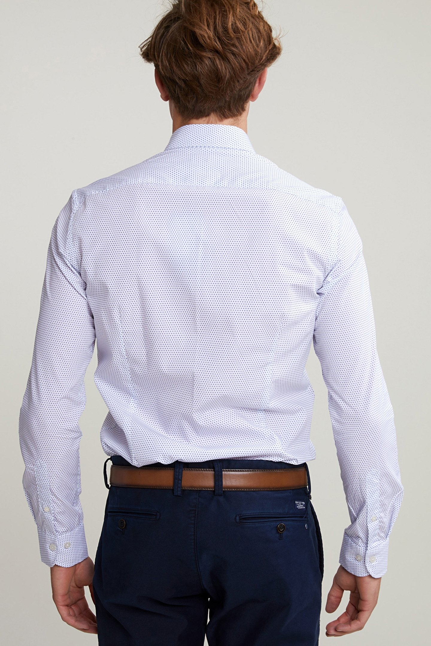 SLIM FIT DOTTED SHIRT BLUE/WHITE 2