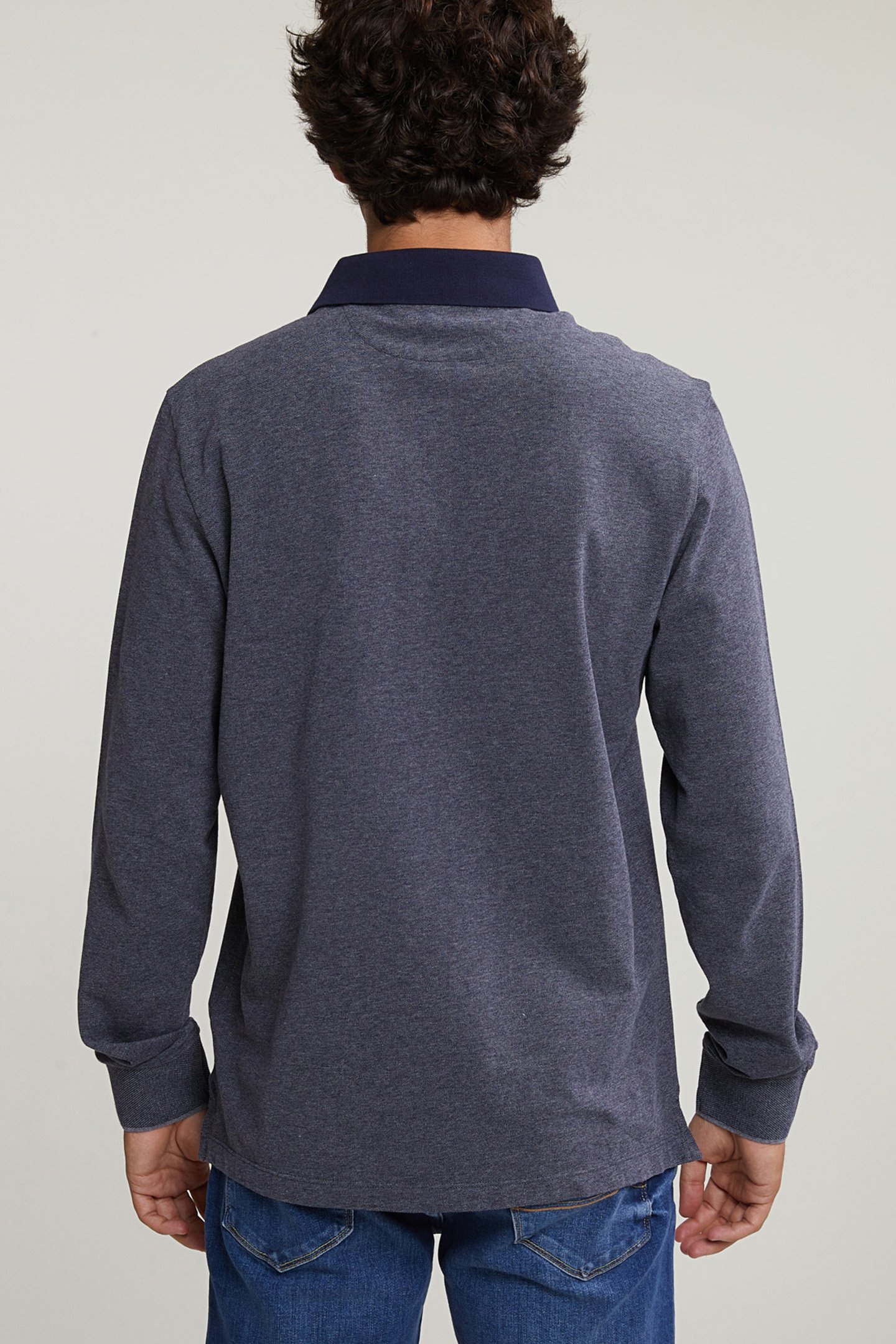 CUSTOM FIT COTTON POLO NAVY/OFXFORD MIX 2