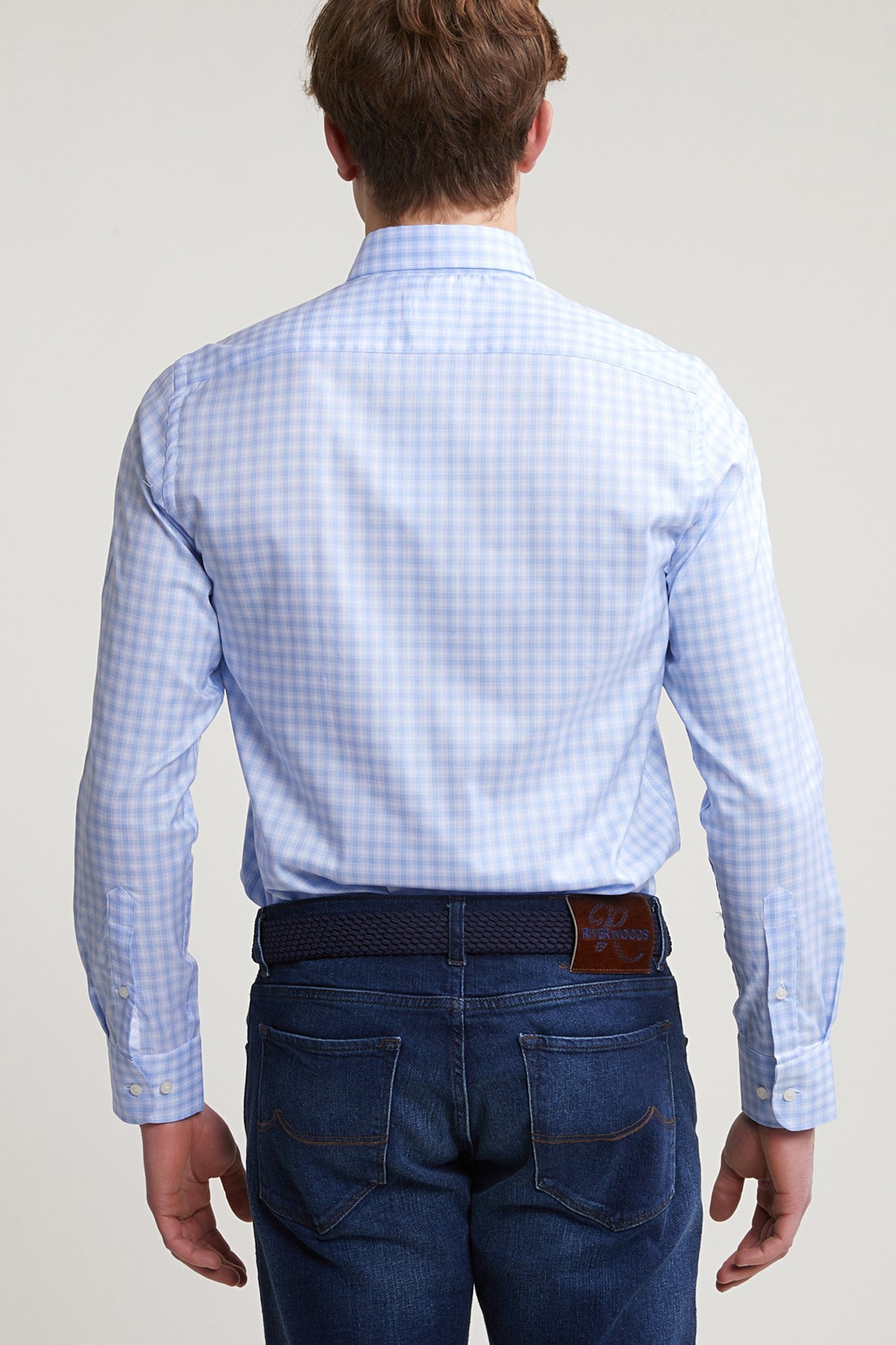 CUSTOM FIT CHECKED SHIRT BLUE/WHITE 2
