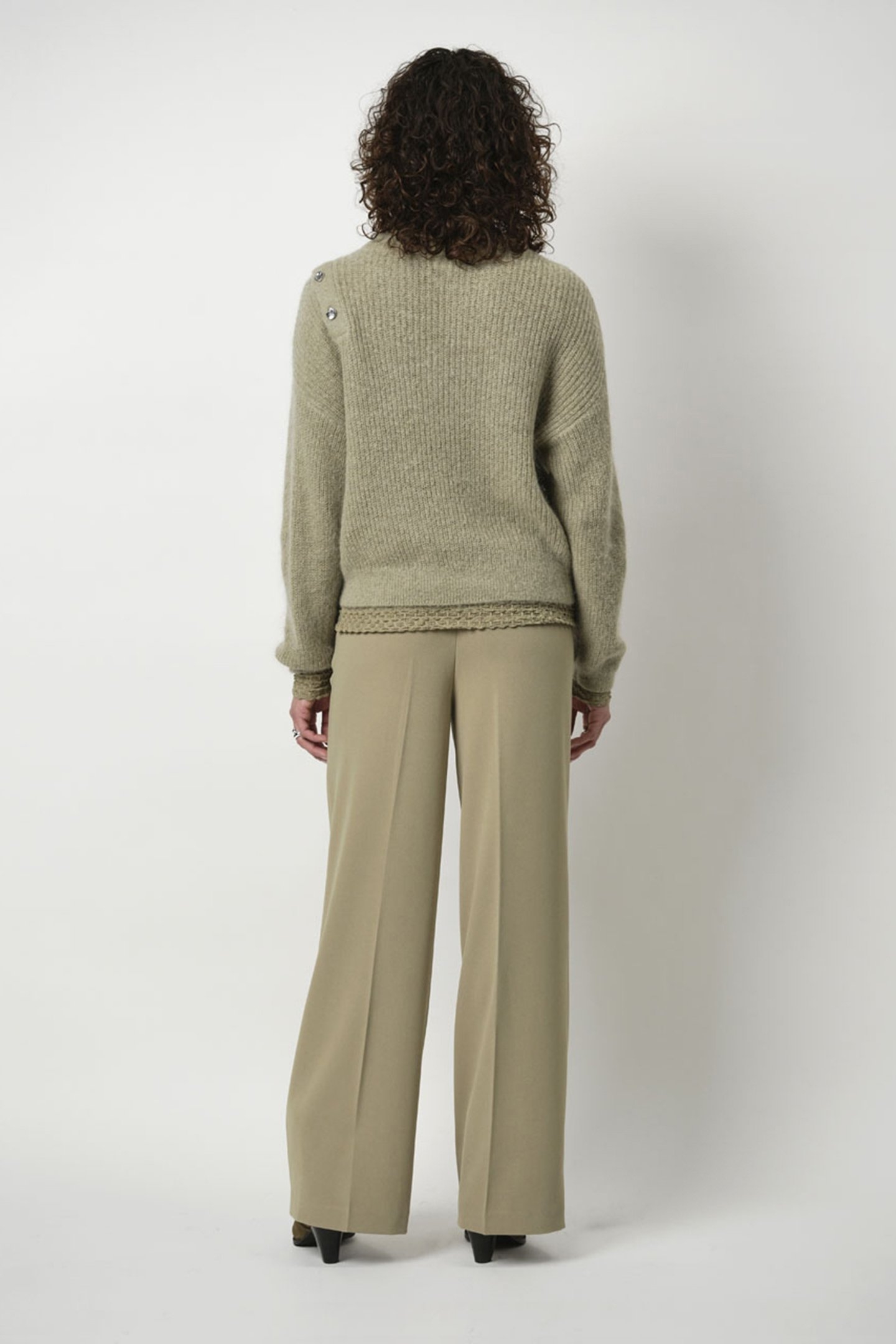 BRUNI FANCY BUTTON SWEATER SWAMP GREEN 2