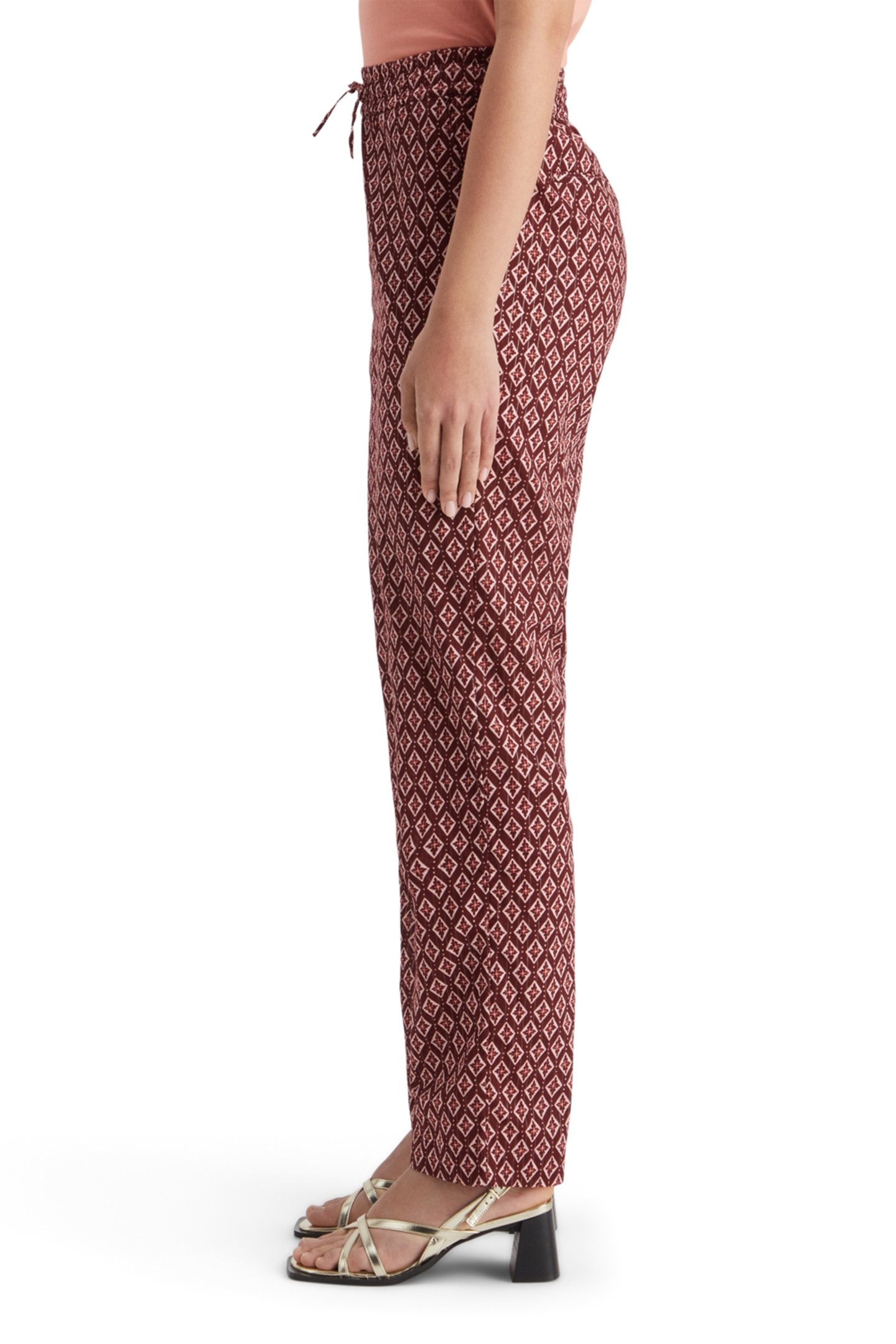 GIA BLOCK PRINT PULL ON PANT GEO FLOWER BORDEAUX 6
