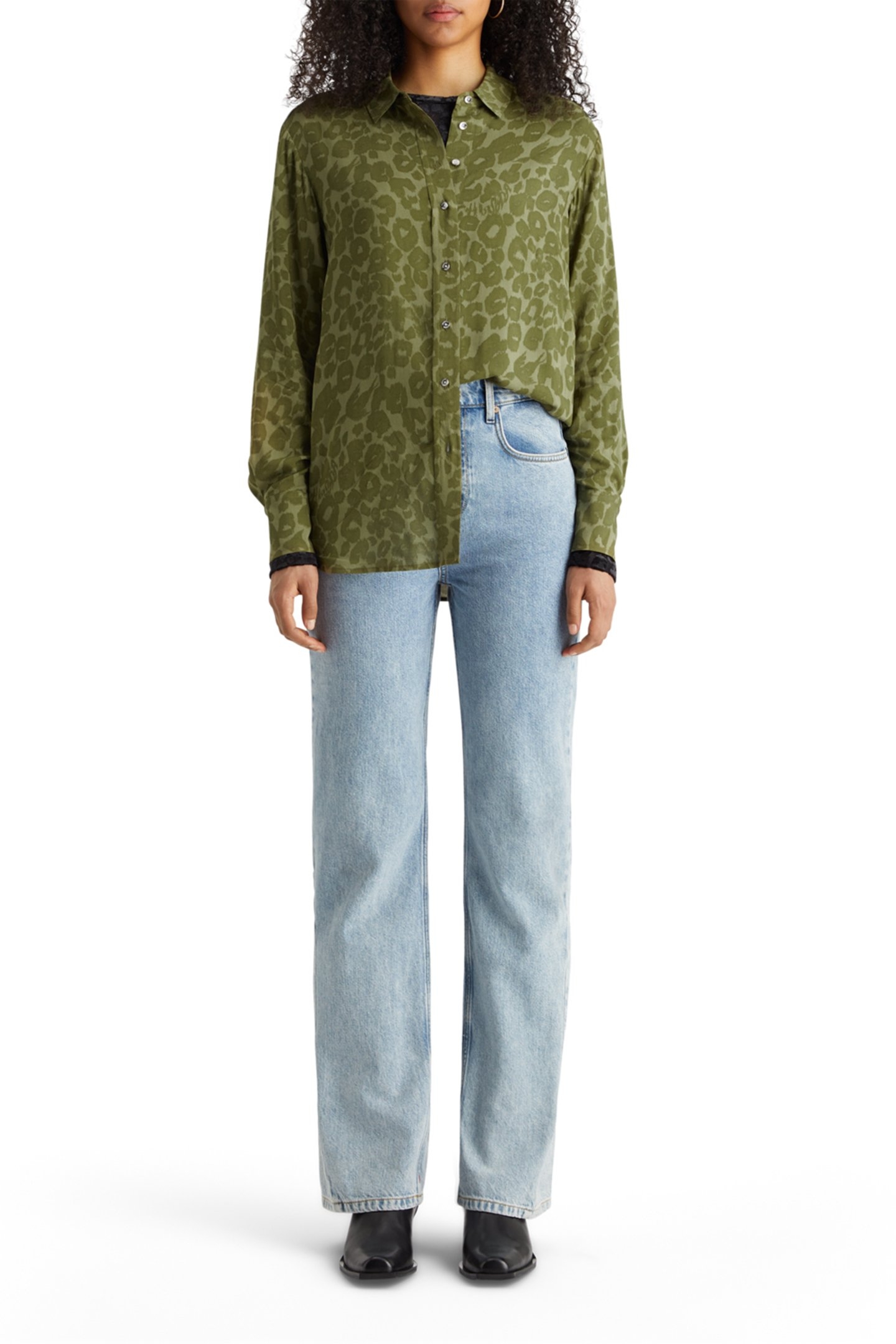 VISCOSE PRINTED RELAXED FIT SHIRT POETRY LEOPARD MILITARY 6