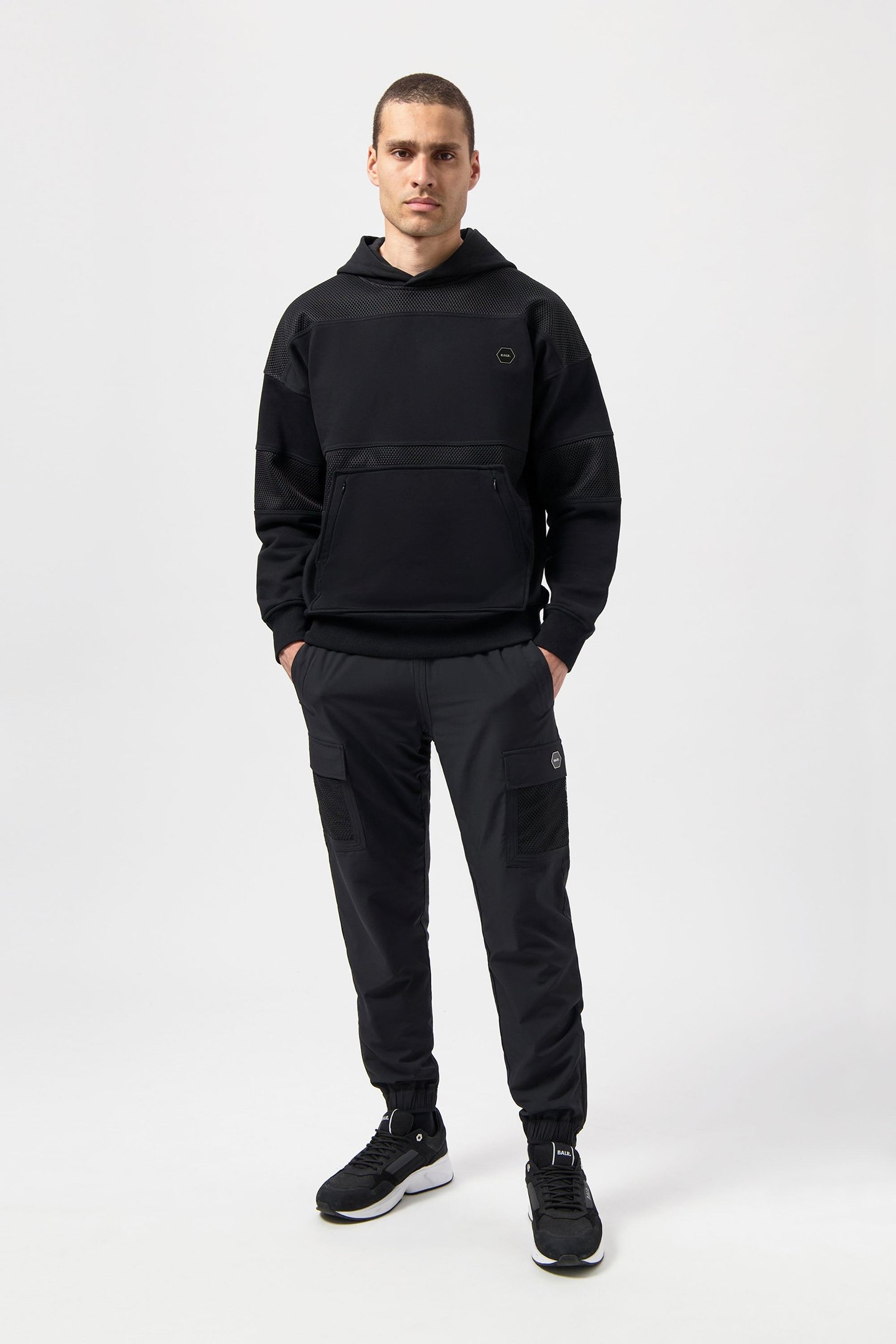 HEXLINE BOX FIT HOODIE JET BLACK 1
