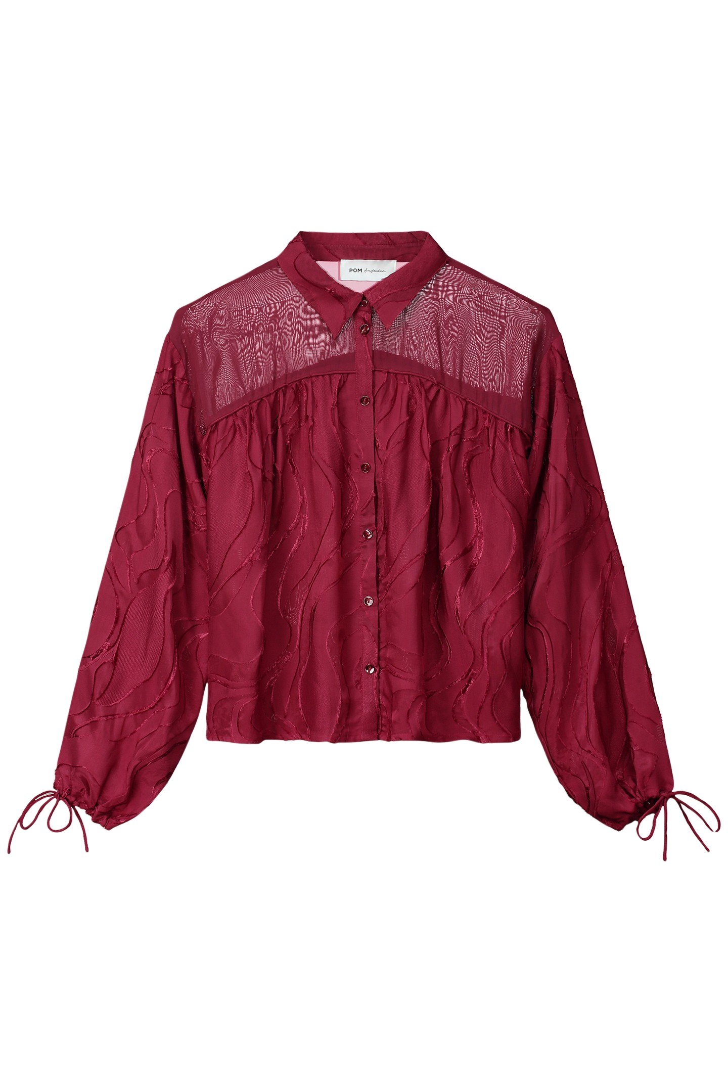 BLOUSE - JACQUARD BURGUNDY RED 3