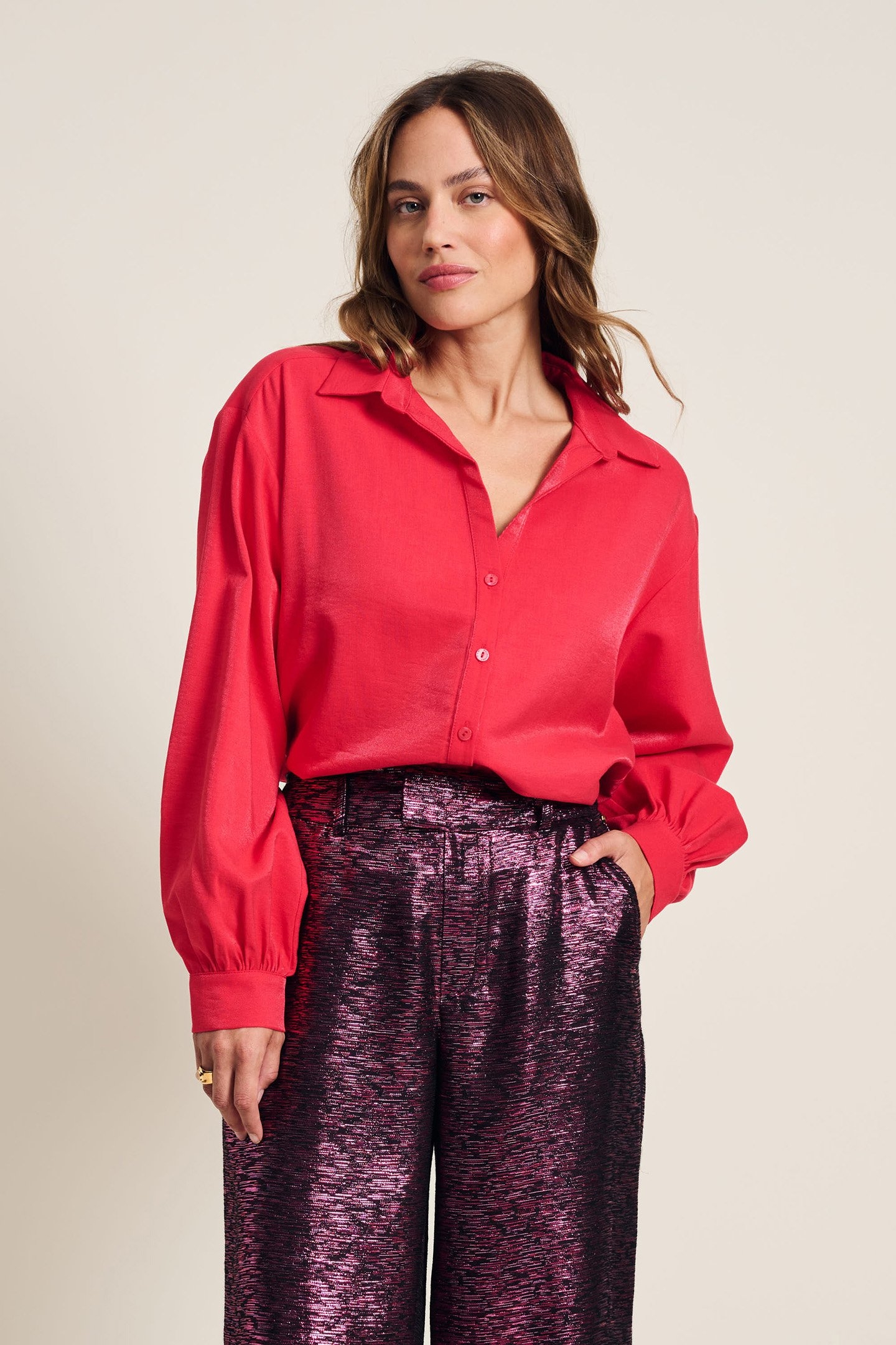BLOUSE - VIOLET SHIMMER VIBRANT PINK 1