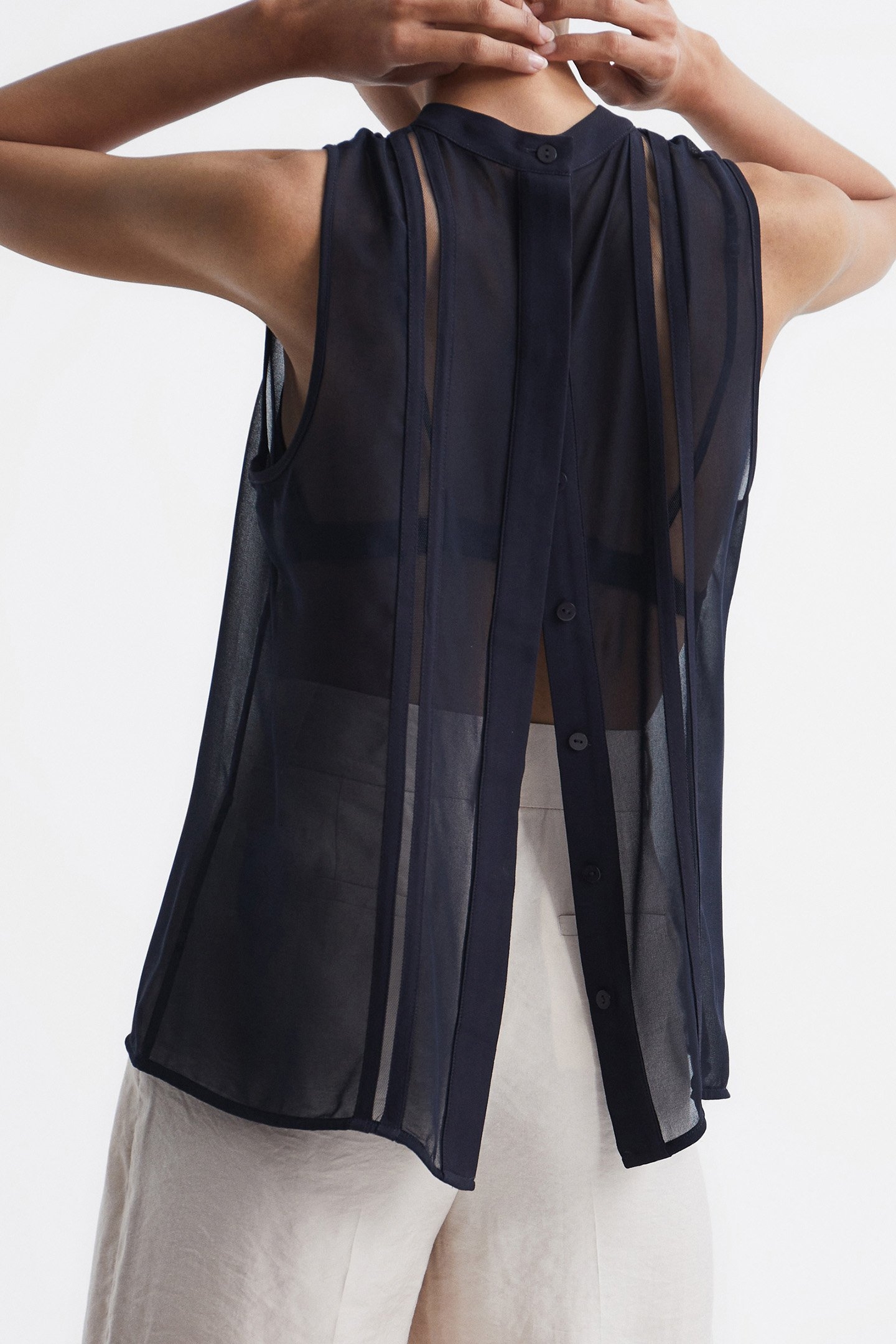 EMERY-SHEER STRIPE PANEL NAVY 5