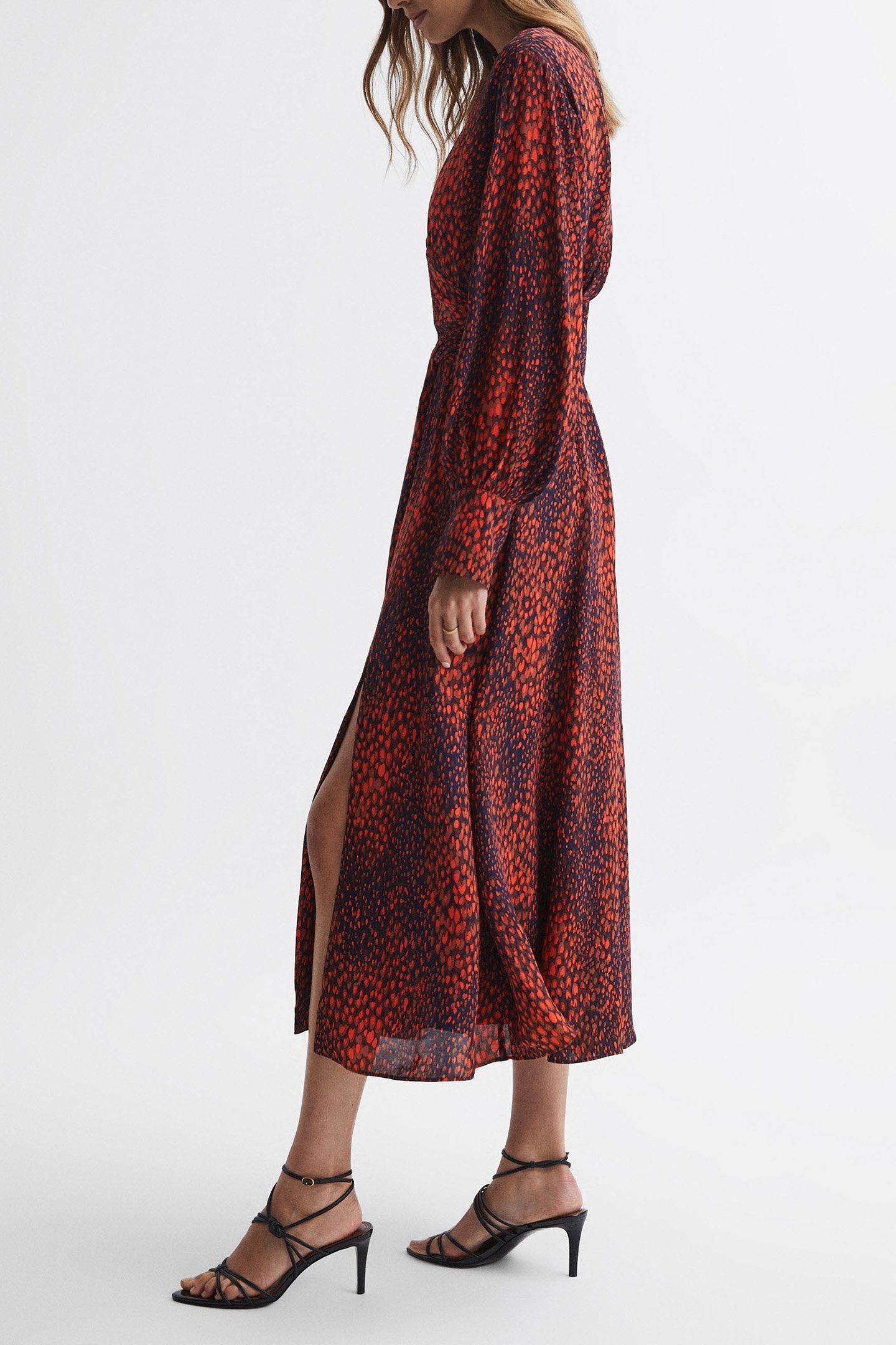 ANIMAL PRINTED MIDI RED 4