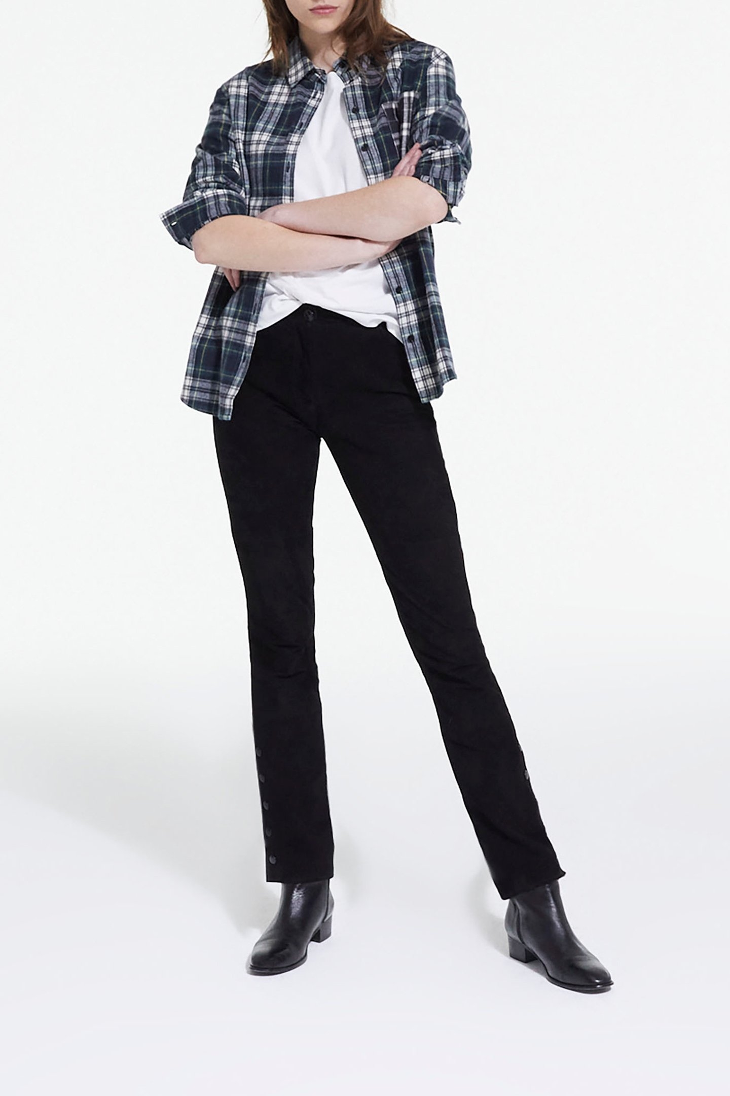 CHECKED SHIRT WITH CONTRASTING POCKETS BOTTLE GREEN 3