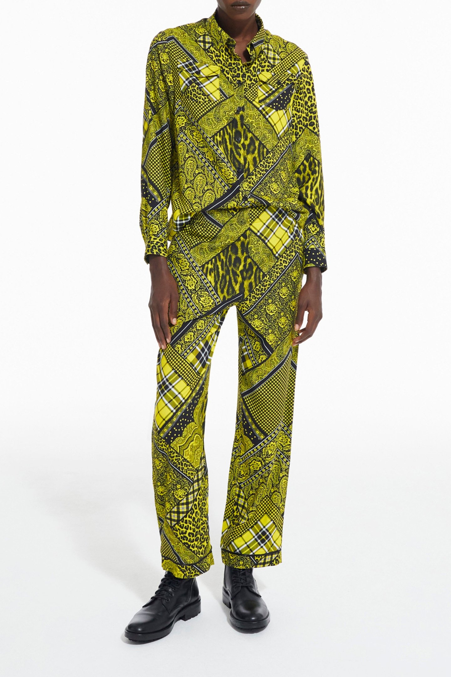 SHIRT WITH BUTTON PLACKET DETAIL BLACK/YELLOW 3