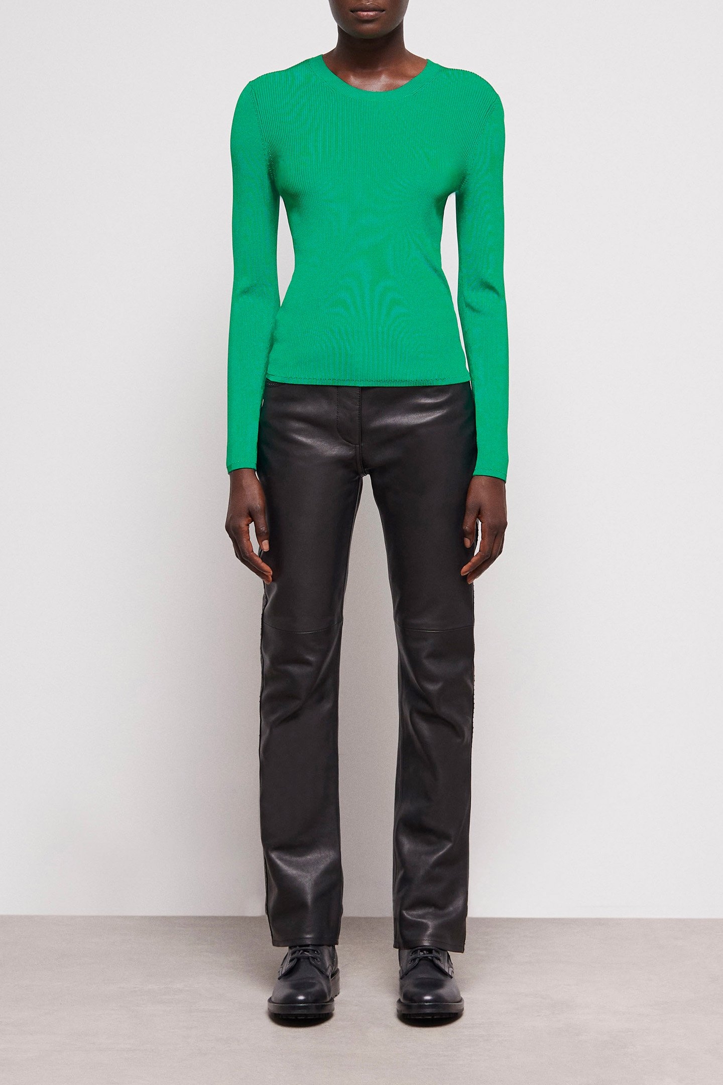 ROUND NECK LONG SLEEVE VISCOSE SWEATER GREEN 1