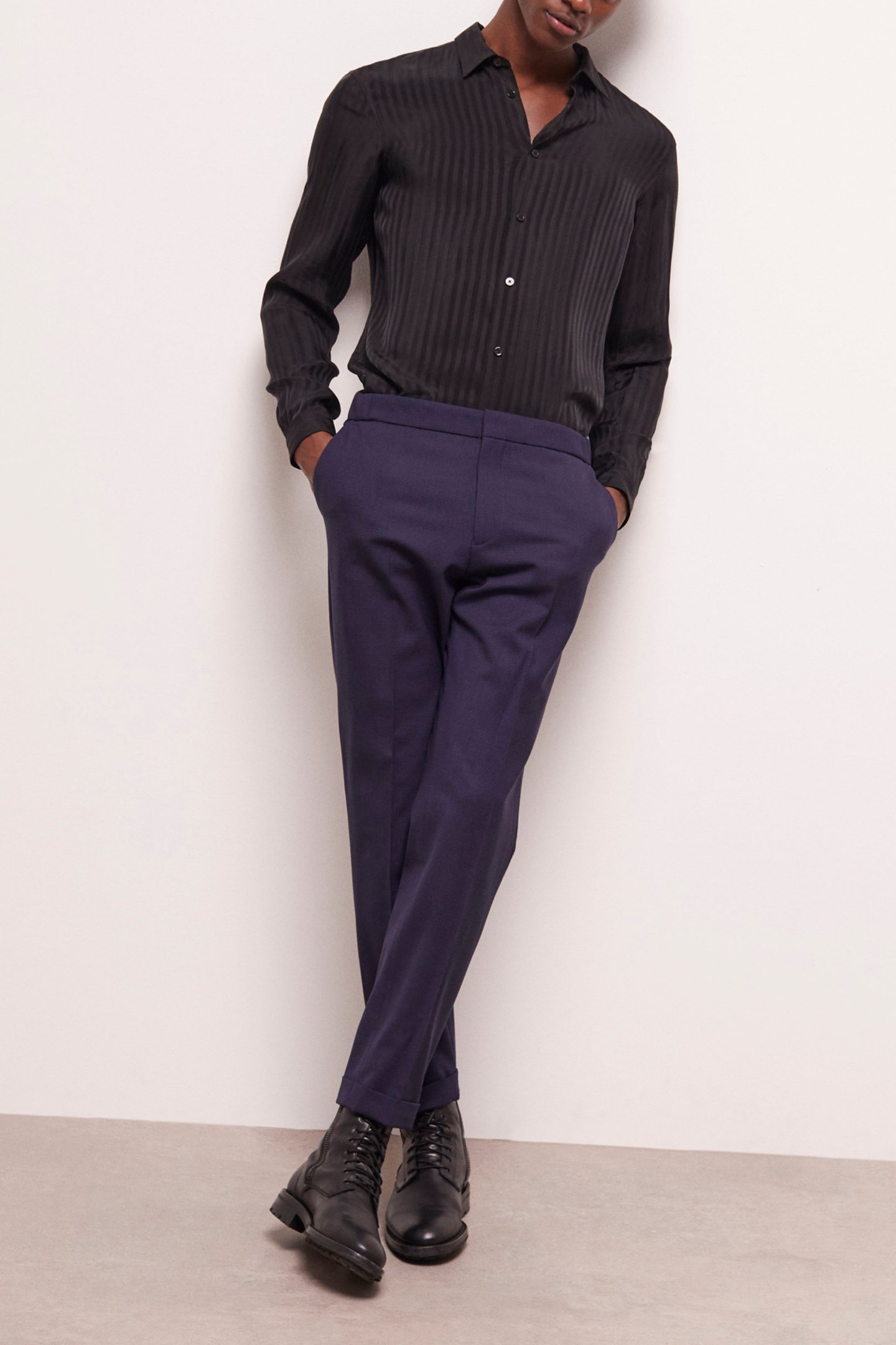 PANTALON COSTUME FIT BLACK/NAVY 4