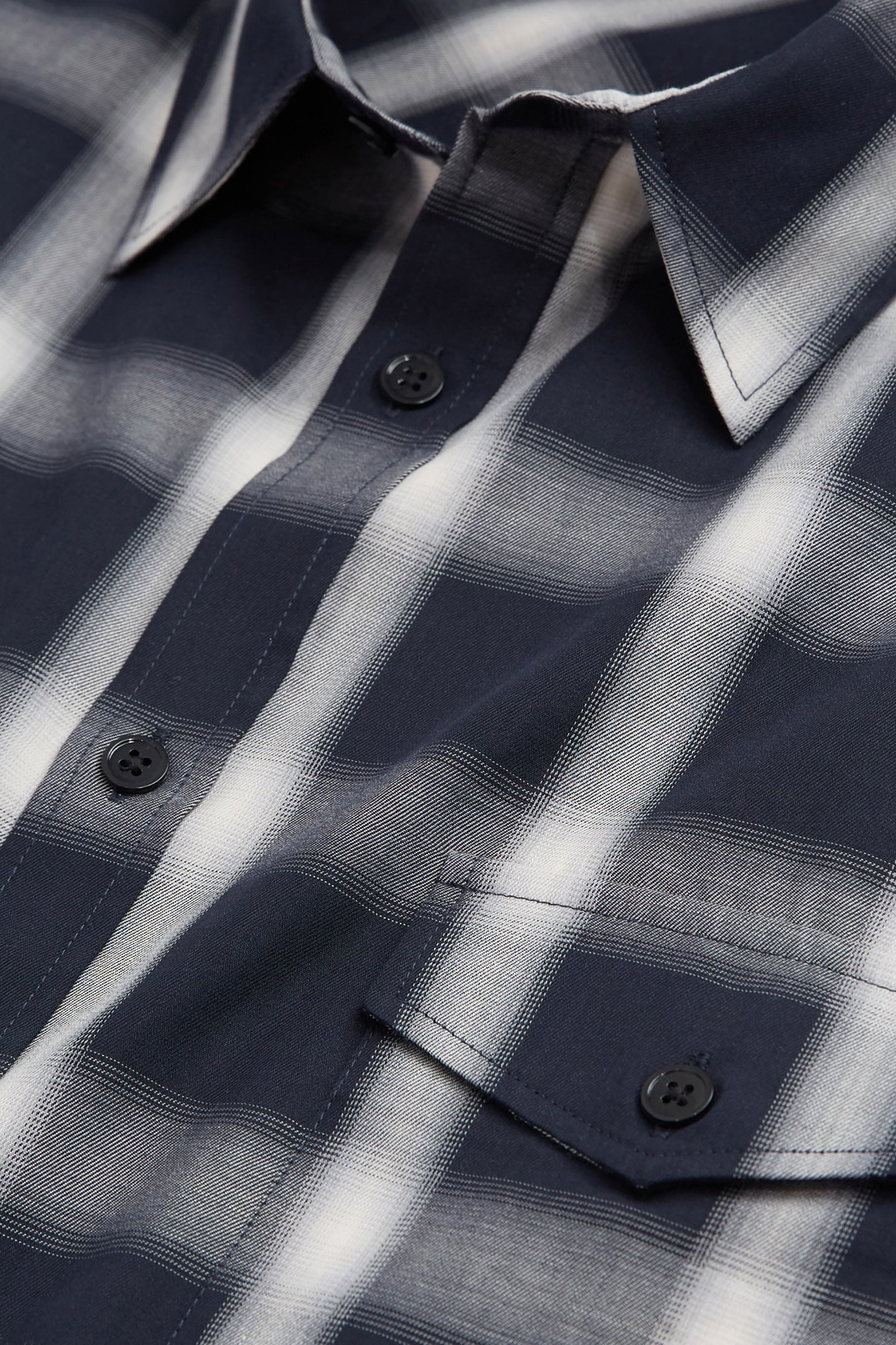 LONG SLEEVE SHIRT WITH CHECKED POCKETS NAVY ECRU 5