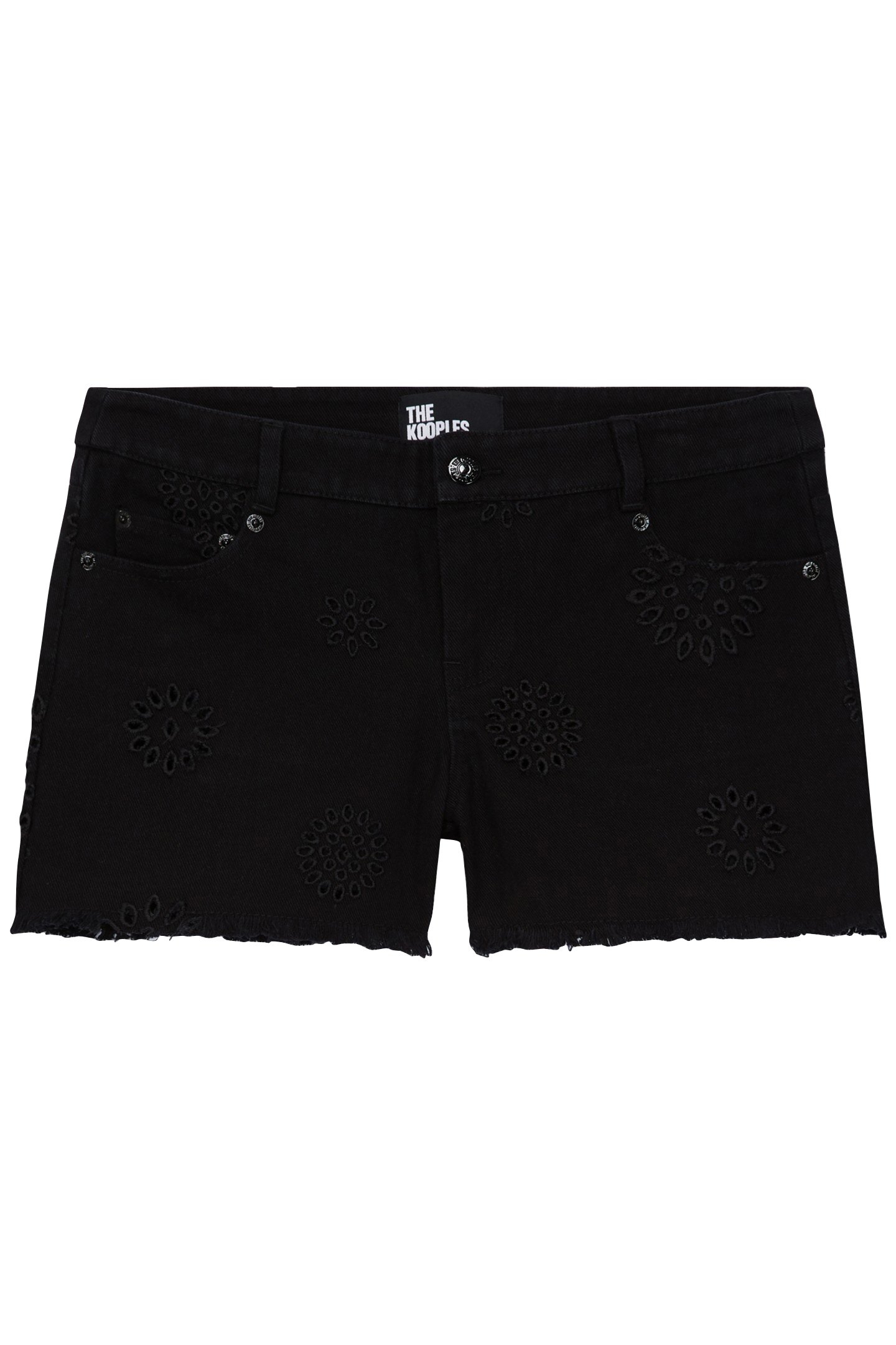 DENIM SHORTS WITH ENGLISH EMBROIDERY BLACK 1