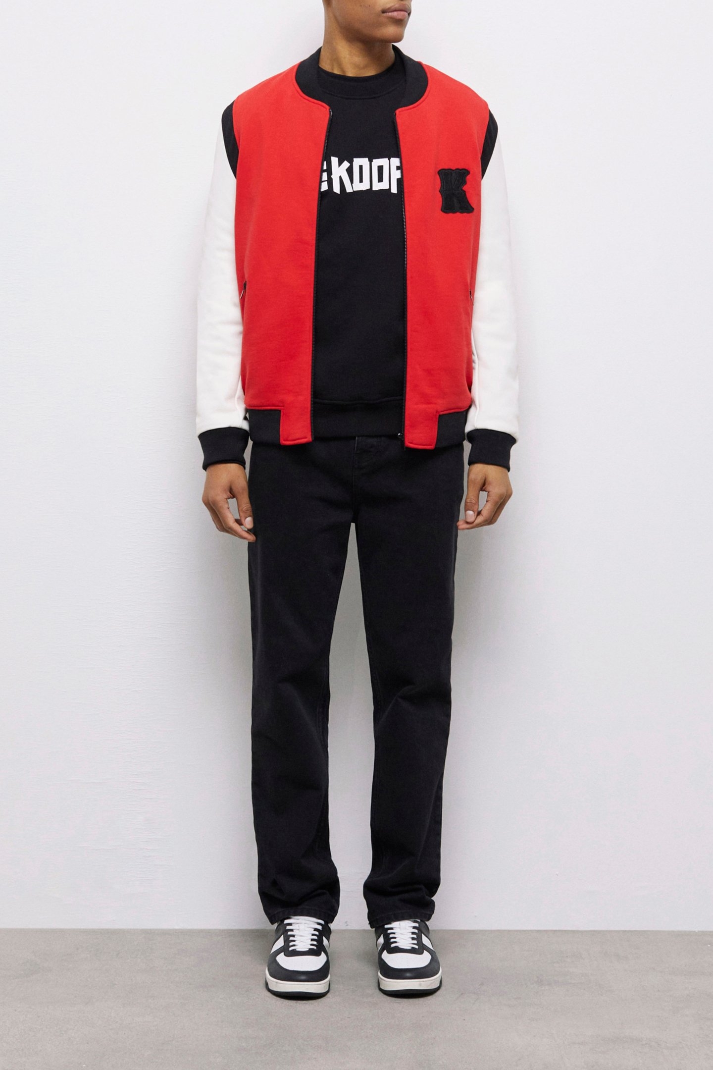 TEDDY WITH LEATHER SLEEVE AND K EMBROIDERY RED/WHITE 1