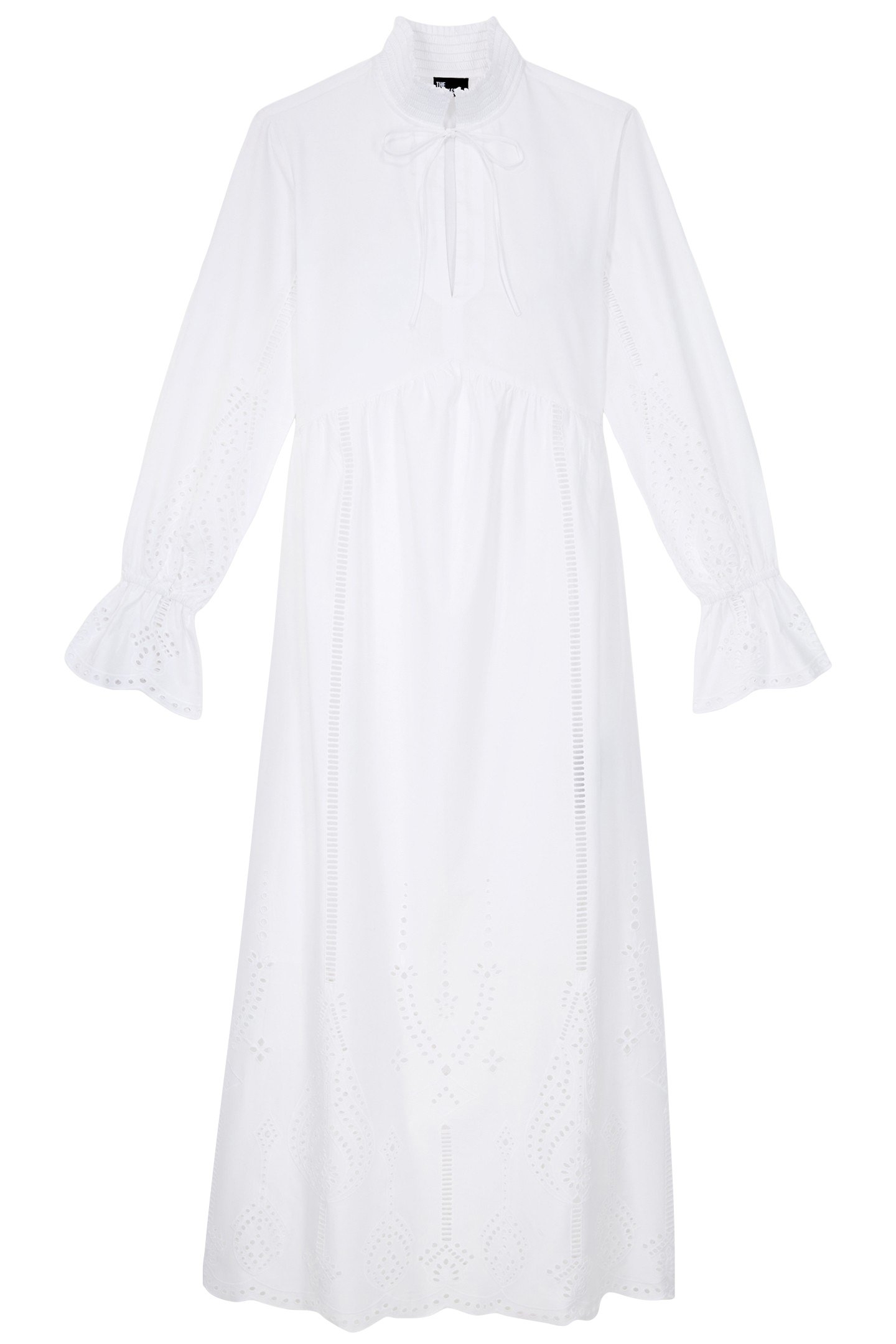 LONG DRESS PLACED ENGLISH EMBROIDERY WHITE 1