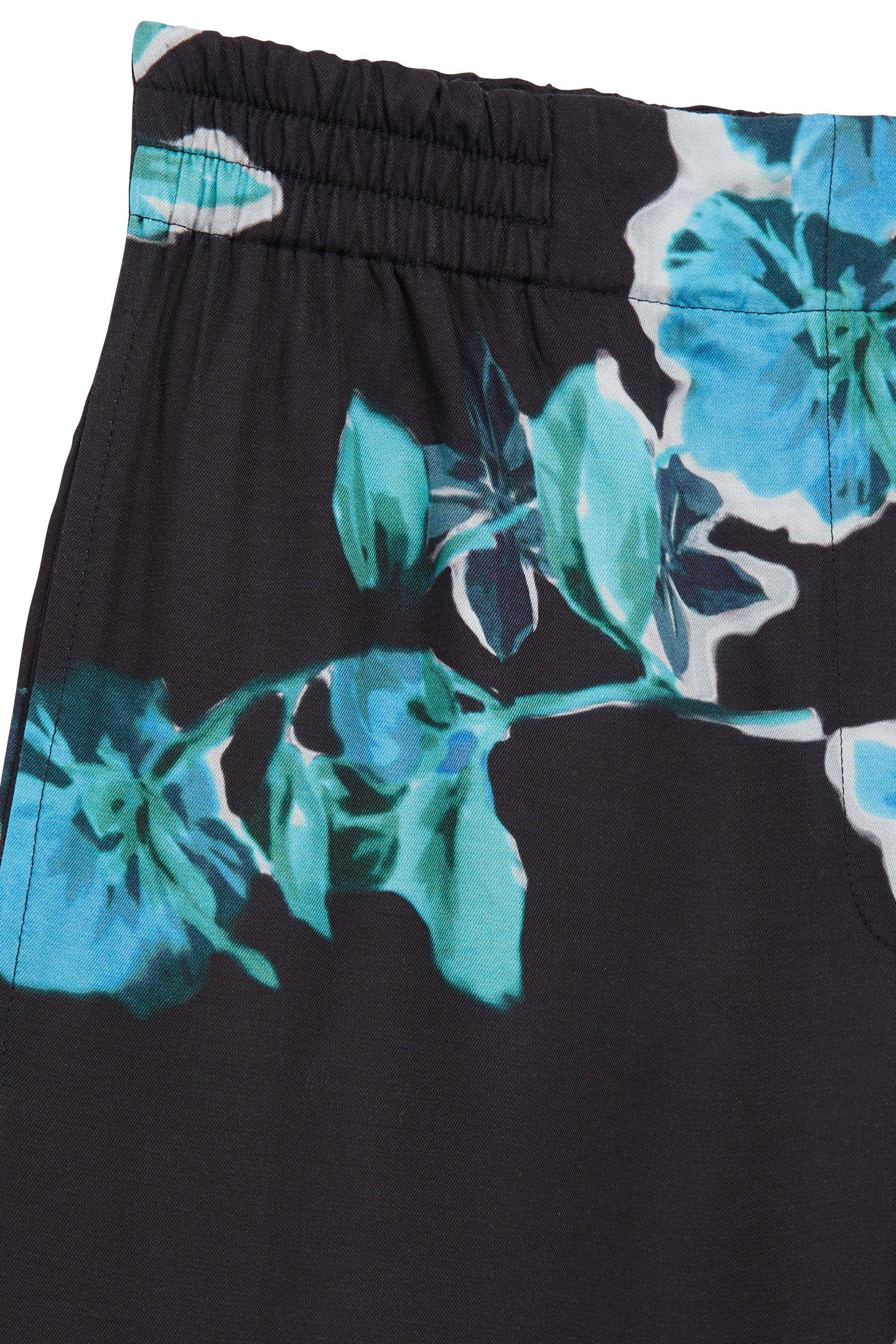 ELASTIC WAIST PAJAMA-STYLE PANTS BLACK BLUE 7